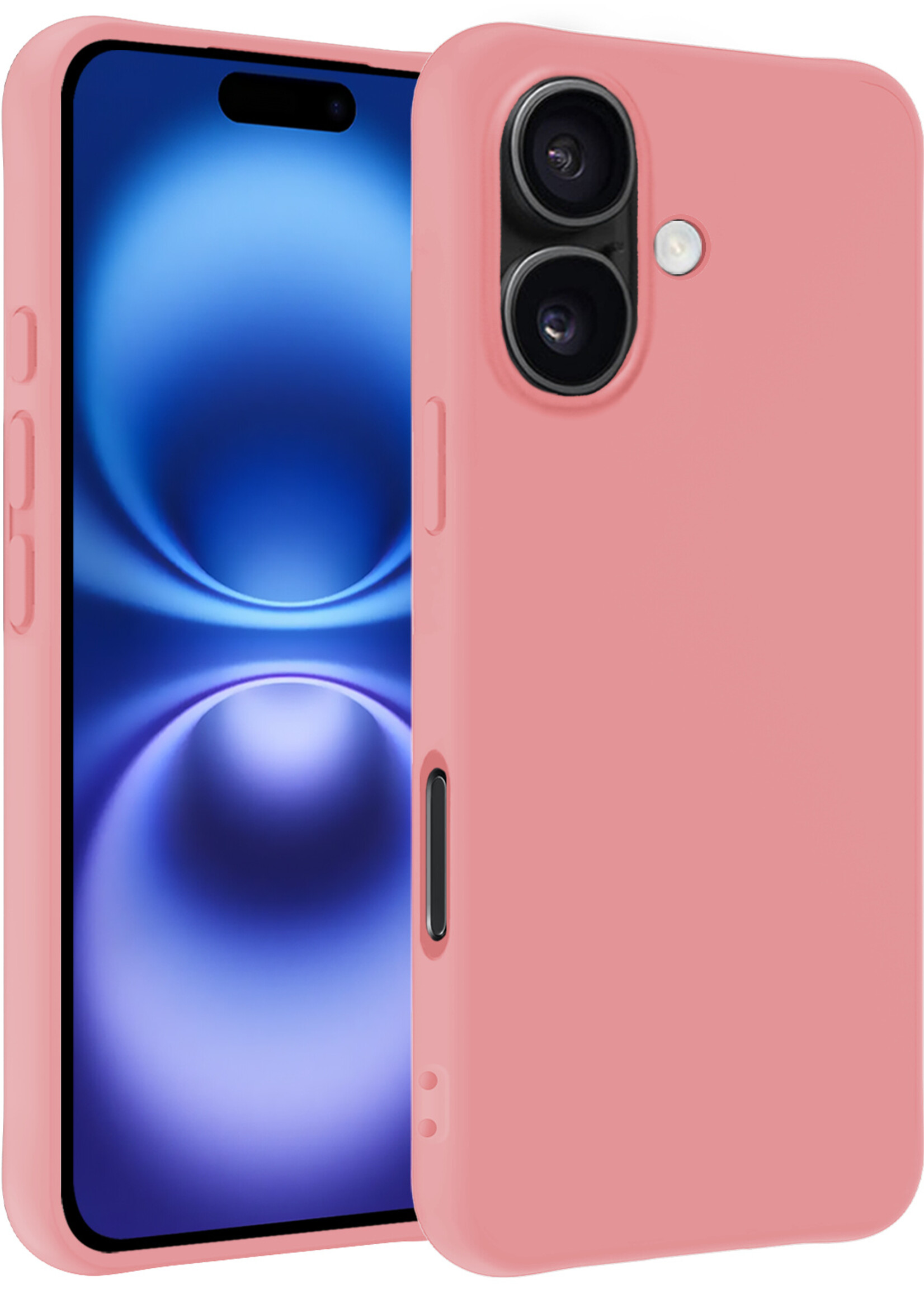 BTH Hoesje Geschikt voor iPhone 16 Hoesje Siliconen Case Hoes - Hoes Geschikt voor iPhone 16 Hoes Cover Case - Lichtroze