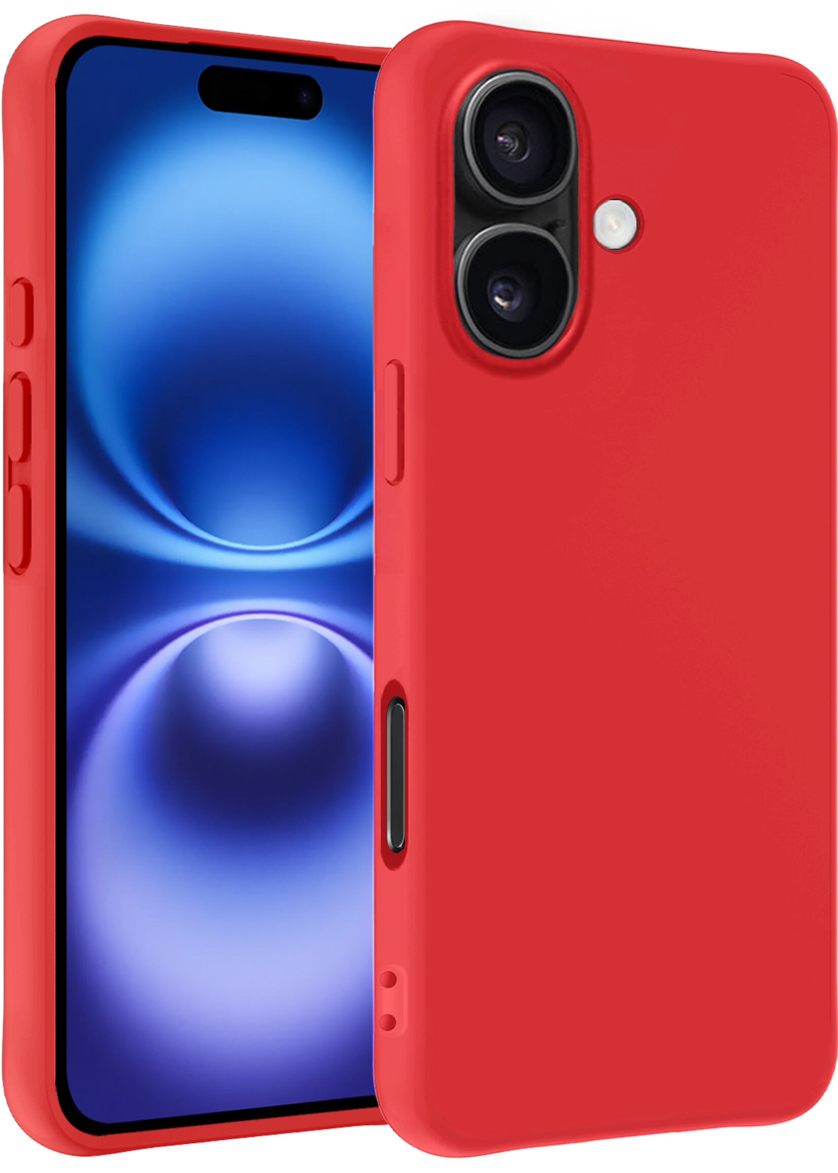 BTH Hoesje Geschikt voor iPhone 16 Hoesje Siliconen Case Hoes - Hoes Geschikt voor iPhone 16 Hoes Cover Case - Rood
