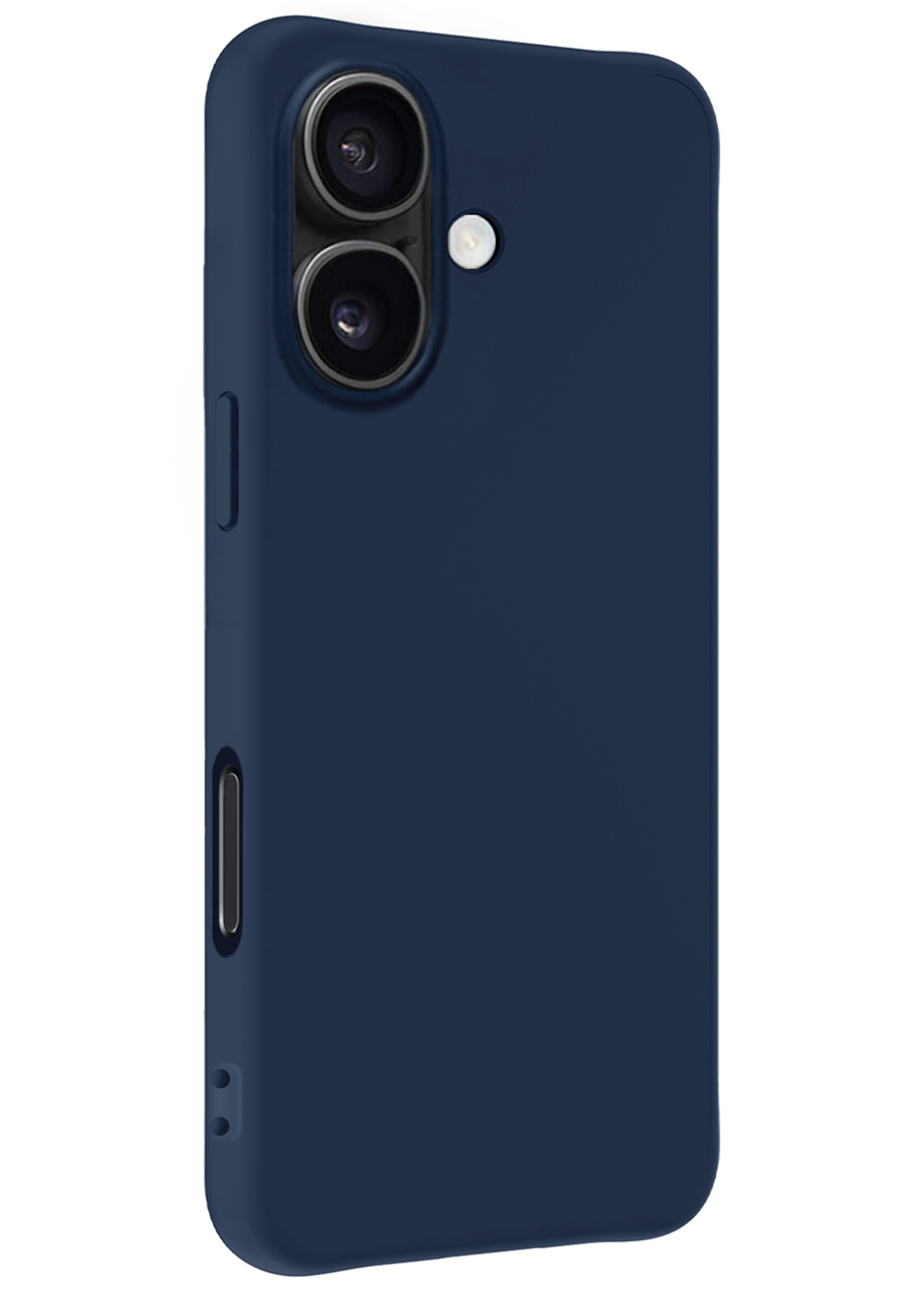 BTH Hoesje Geschikt voor iPhone 16 Hoesje Siliconen Case Hoes - Hoes Geschikt voor iPhone 16 Hoes Cover Case - Donkerblauw - 2 PACK