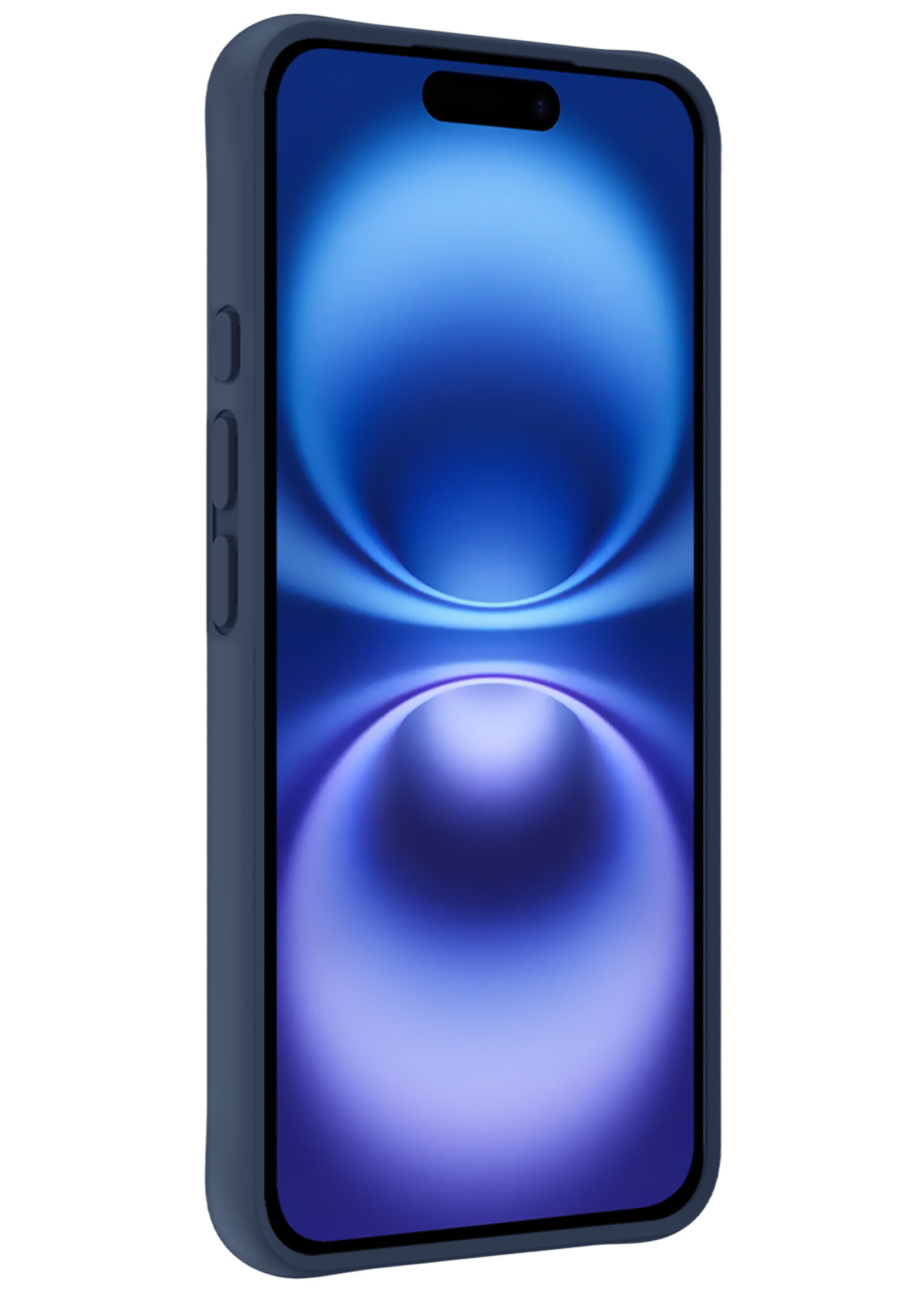 BTH Hoesje Geschikt voor iPhone 16 Hoesje Siliconen Case Hoes - Hoes Geschikt voor iPhone 16 Hoes Cover Case - Donkerblauw - 2 PACK