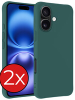 BTH BTH iPhone 16 Hoesje Siliconen - Donkergroen - 2 PACK