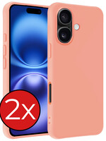 BTH BTH iPhone 16 Hoesje Siliconen - Perzik - 2 PACK