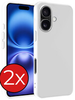 BTH BTH iPhone 16 Hoesje Siliconen - Wit - 2 PACK