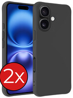 BTH BTH iPhone 16 Hoesje Siliconen - Zwart - 2 PACK