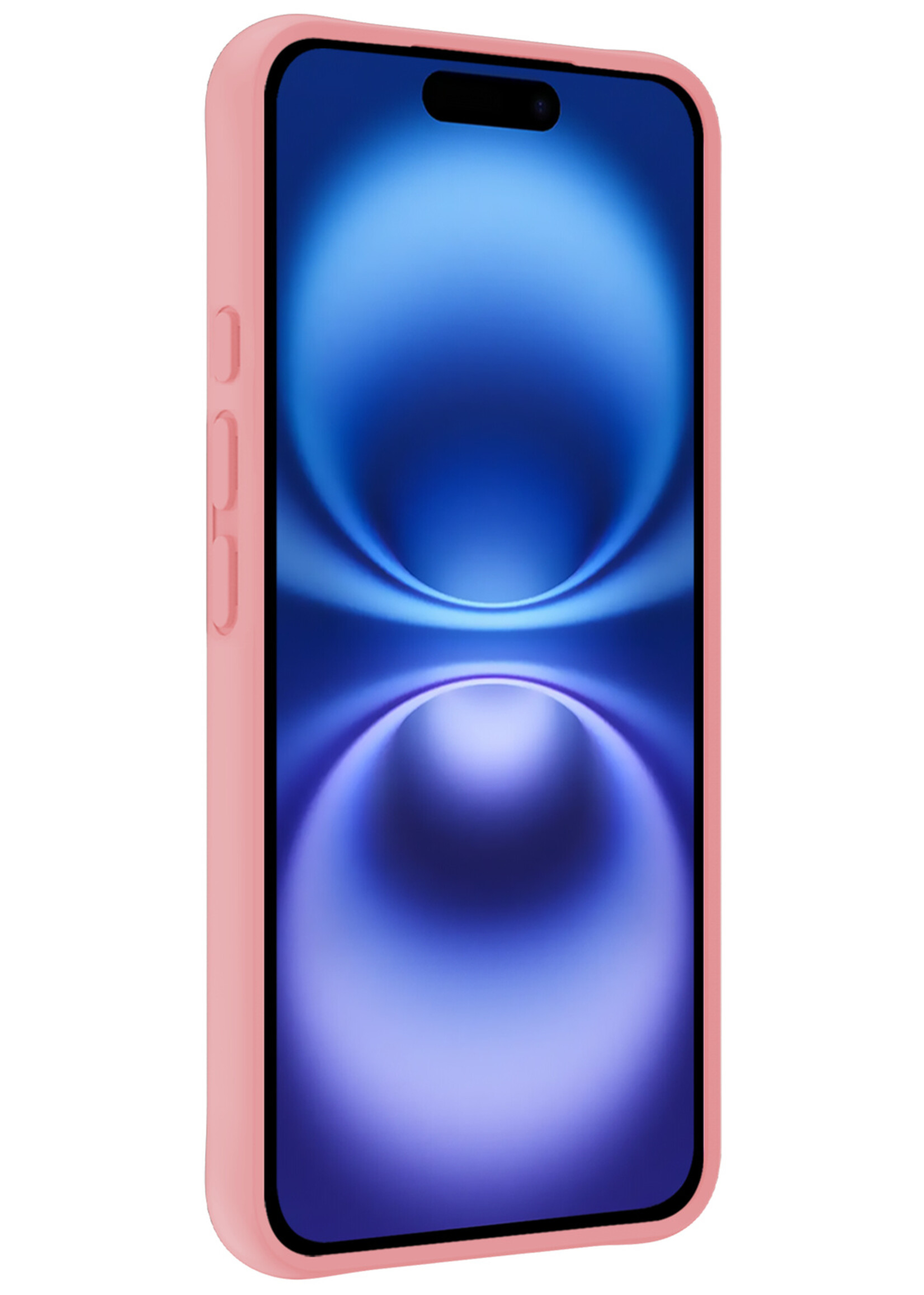 BTH Hoesje Geschikt voor iPhone 16 Hoesje Siliconen Case Hoes Met Screenprotector - Hoes Geschikt voor iPhone 16 Hoes Cover Case - Lichtroze