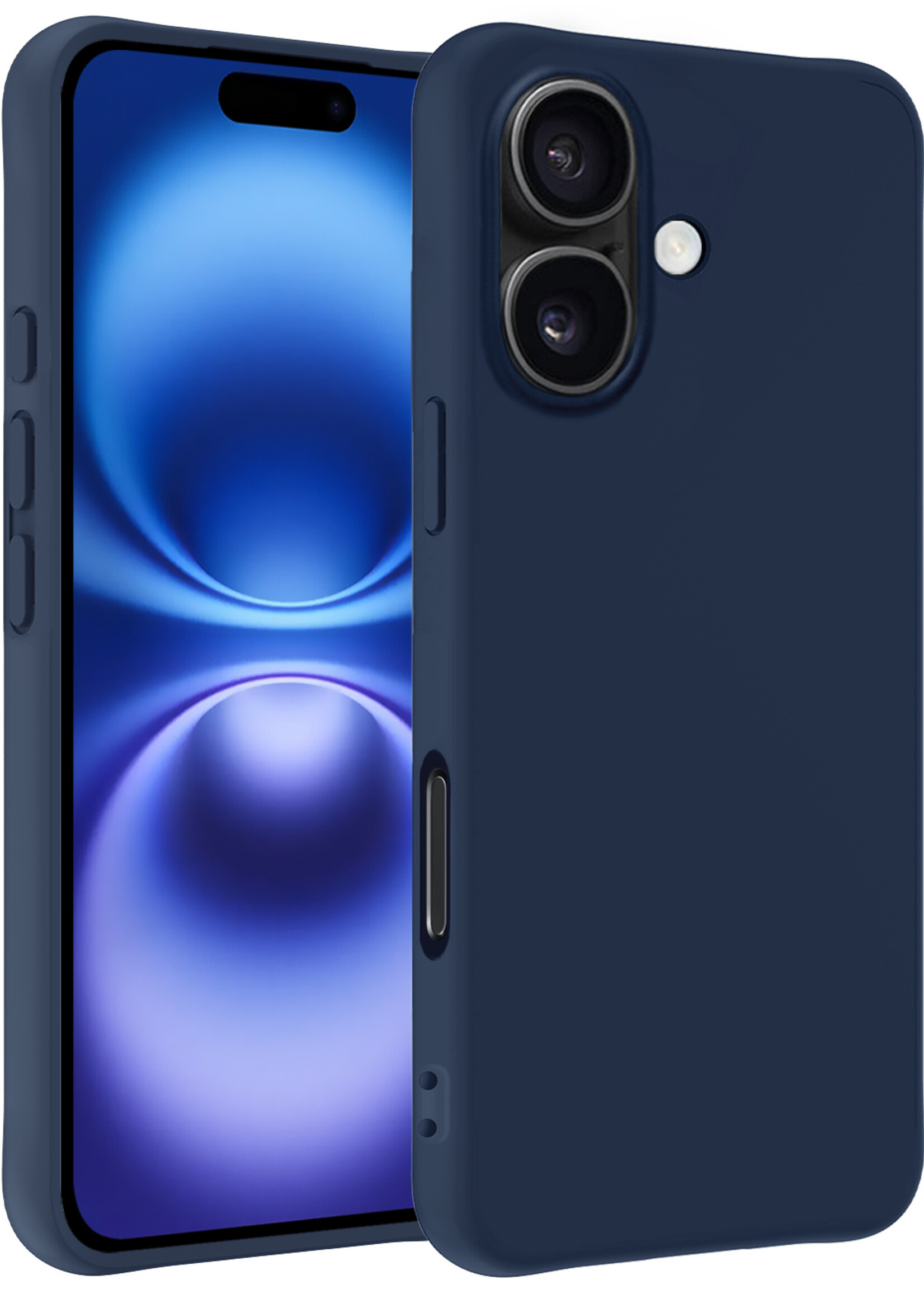 BTH Hoesje Geschikt voor iPhone 16 Plus Hoesje Siliconen Case Hoes - Hoes Geschikt voor iPhone 16 Plus Hoes Cover Case - Donkerblauw