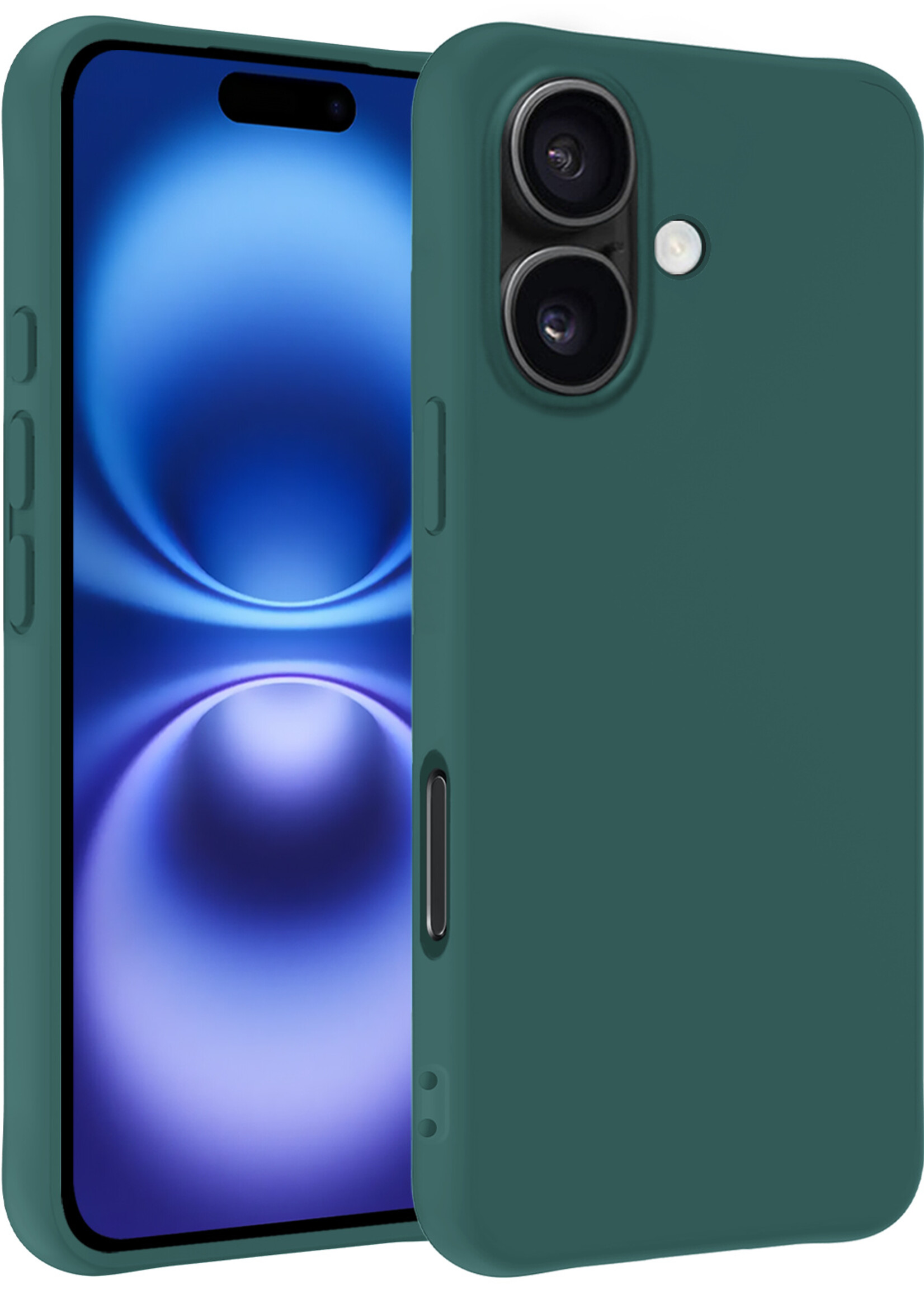 BTH Hoesje Geschikt voor iPhone 16 Plus Hoesje Siliconen Case Hoes - Hoes Geschikt voor iPhone 16 Plus Hoes Cover Case - Donkergroen