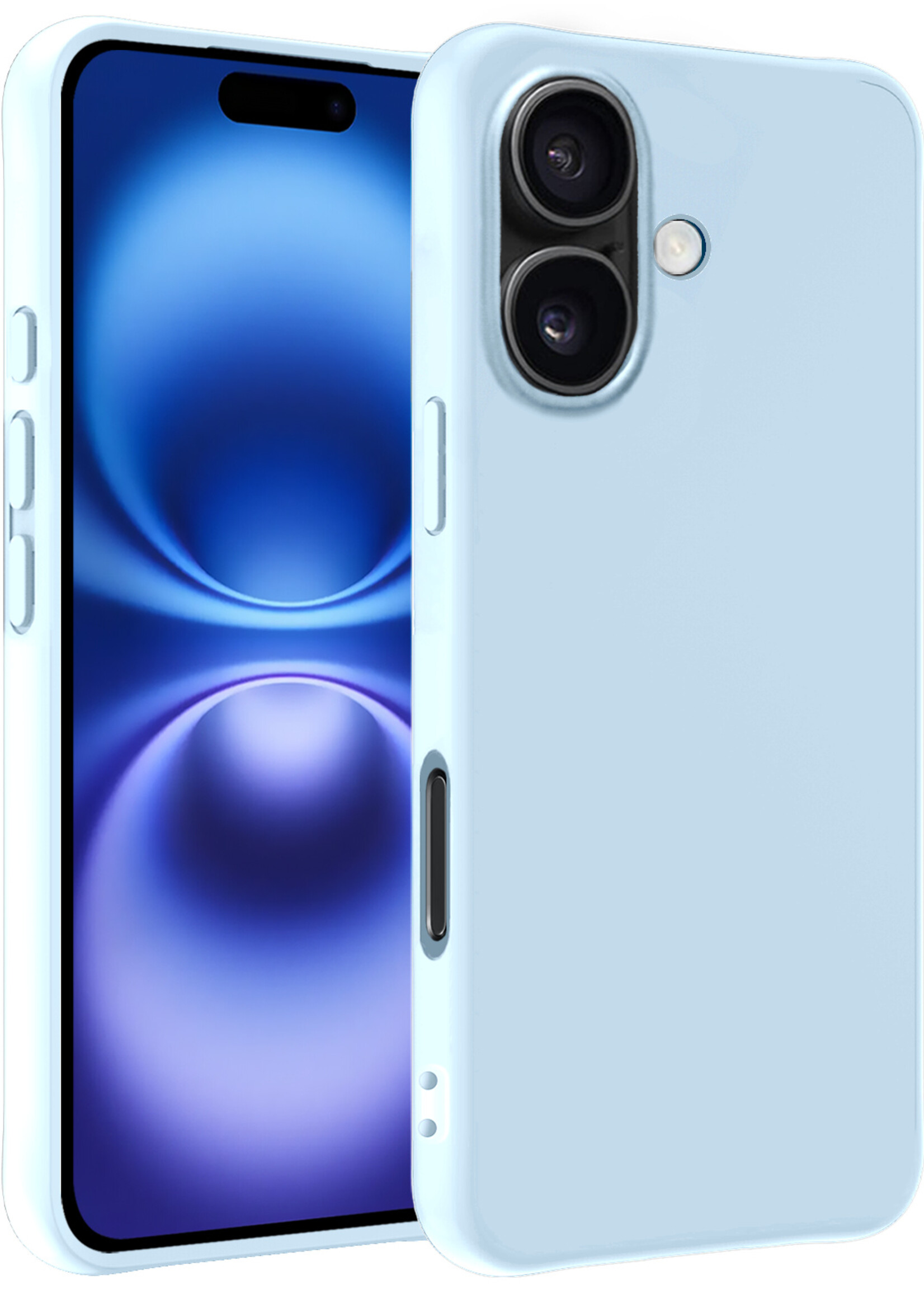 BTH Hoesje Geschikt voor iPhone 16 Plus Hoesje Siliconen Case Hoes - Hoes Geschikt voor iPhone 16 Plus Hoes Cover Case - Lichtblauw
