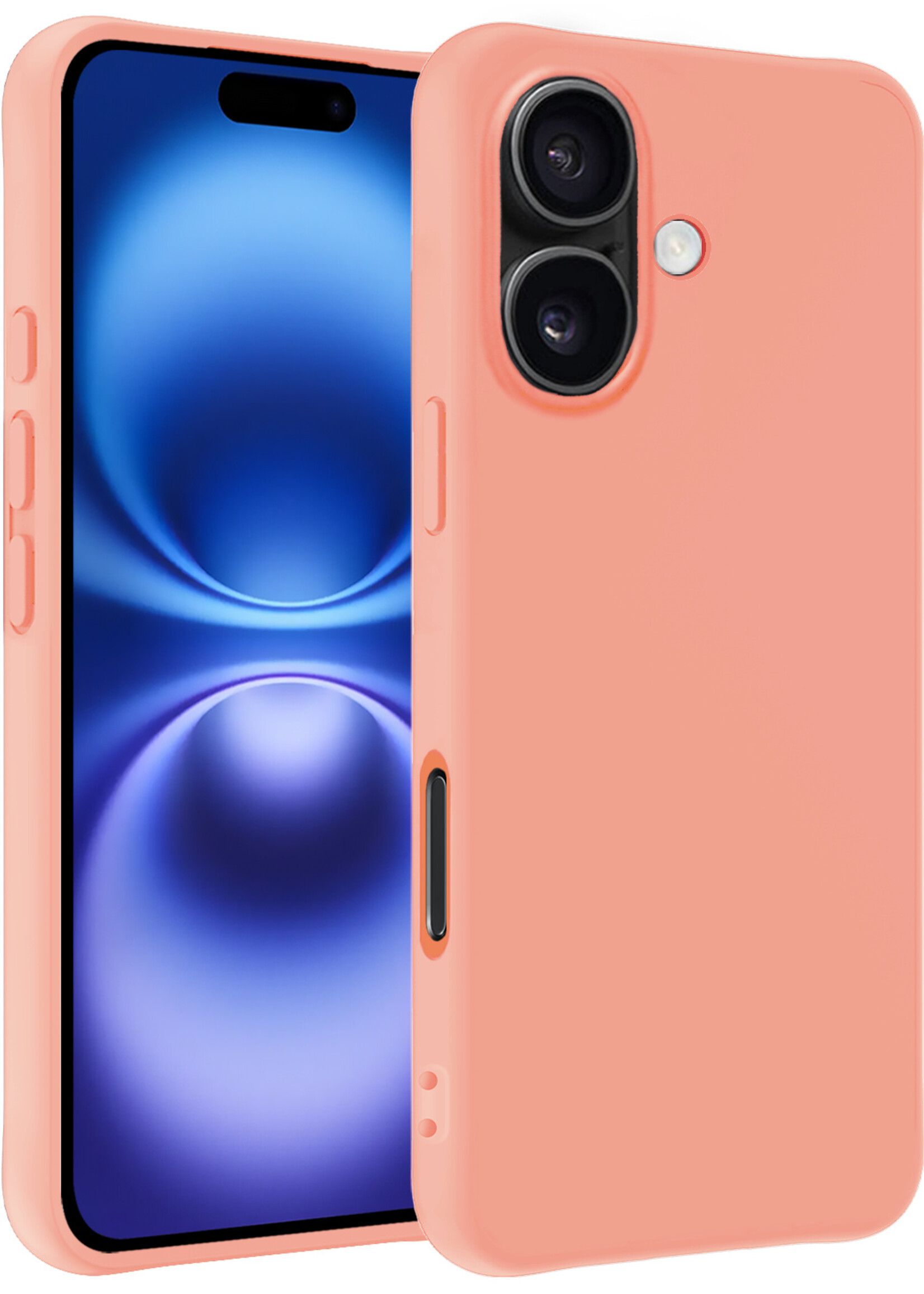 BTH Hoesje Geschikt voor iPhone 16 Plus Hoesje Siliconen Case Hoes - Hoes Geschikt voor iPhone 16 Plus Hoes Cover Case - Perzik
