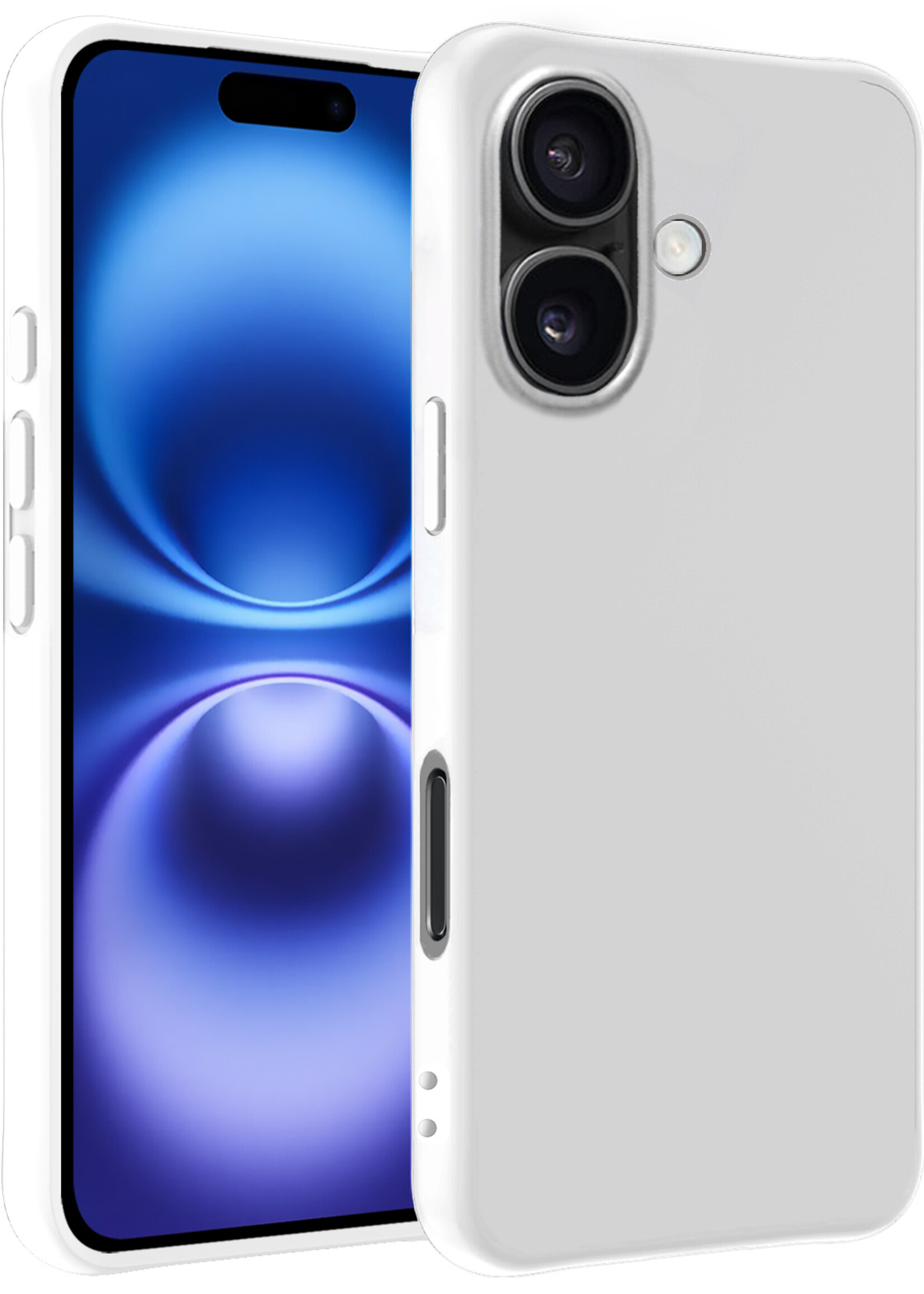 BTH Hoesje Geschikt voor iPhone 16 Plus Hoesje Siliconen Case Hoes - Hoes Geschikt voor iPhone 16 Plus Hoes Cover Case - Wit