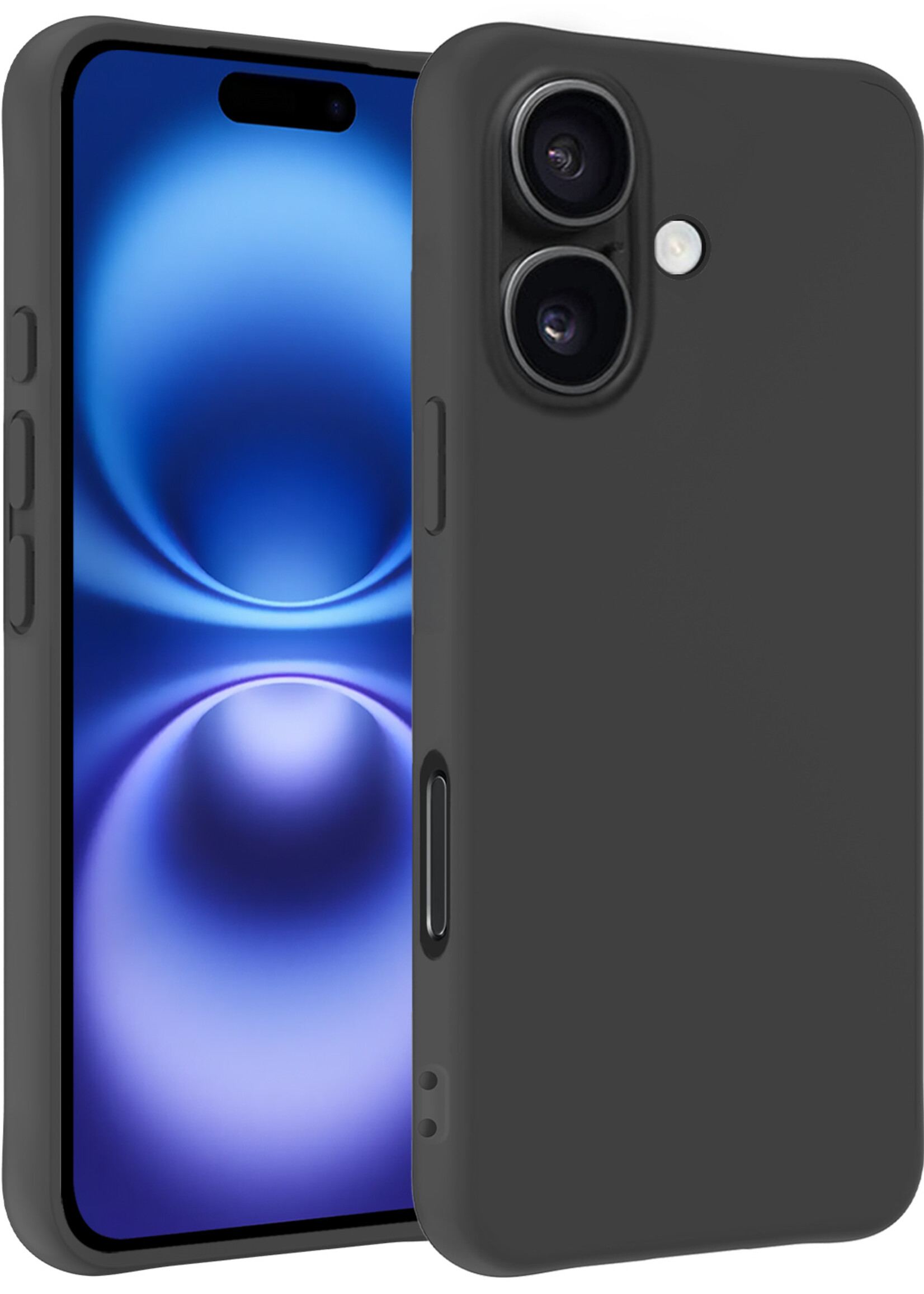 BTH Hoesje Geschikt voor iPhone 16 Plus Hoesje Siliconen Case Hoes - Hoes Geschikt voor iPhone 16 Plus Hoes Cover Case - Zwart