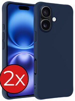 BTH BTH iPhone 16 Plus Hoesje Siliconen - Donkerblauw - 2 PACK