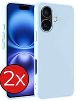 BTH BTH iPhone 16 Plus Hoesje Siliconen - Lichtblauw - 2 PACK