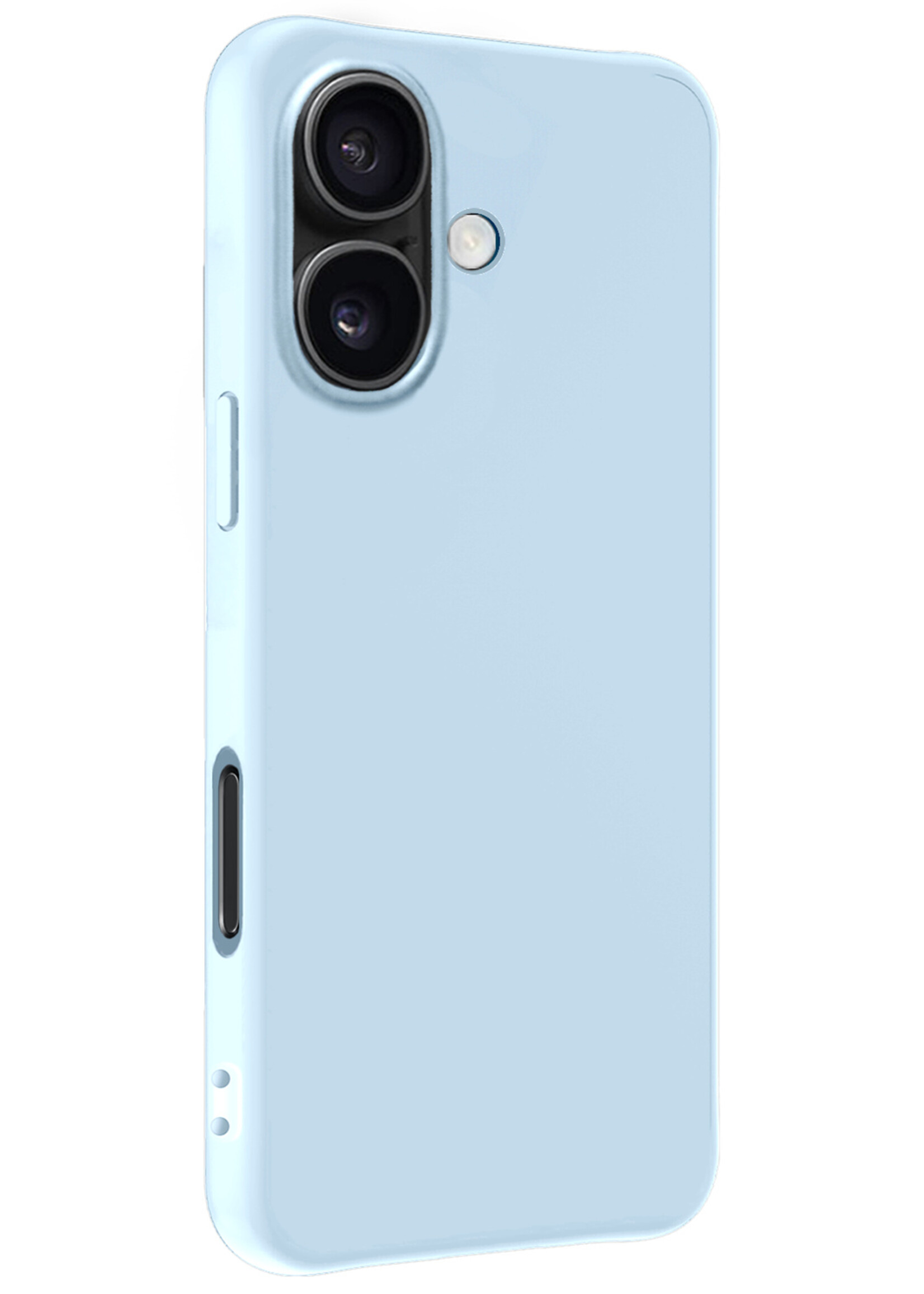 BTH Hoesje Geschikt voor iPhone 16 Plus Hoesje Siliconen Case Hoes - Hoes Geschikt voor iPhone 16 Plus Hoes Cover Case - Lichtblauw - 2 PACK