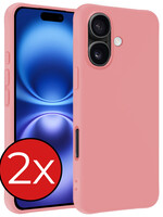 BTH BTH iPhone 16 Plus Hoesje Siliconen - Lichtroze - 2 PACK