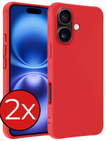 BTH BTH iPhone 16 Plus Hoesje Siliconen - Rood - 2 PACK