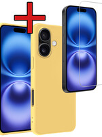 BTH BTH iPhone 16 Plus Hoesje Siliconen Met Screenprotector Met Dichte Notch - Geel