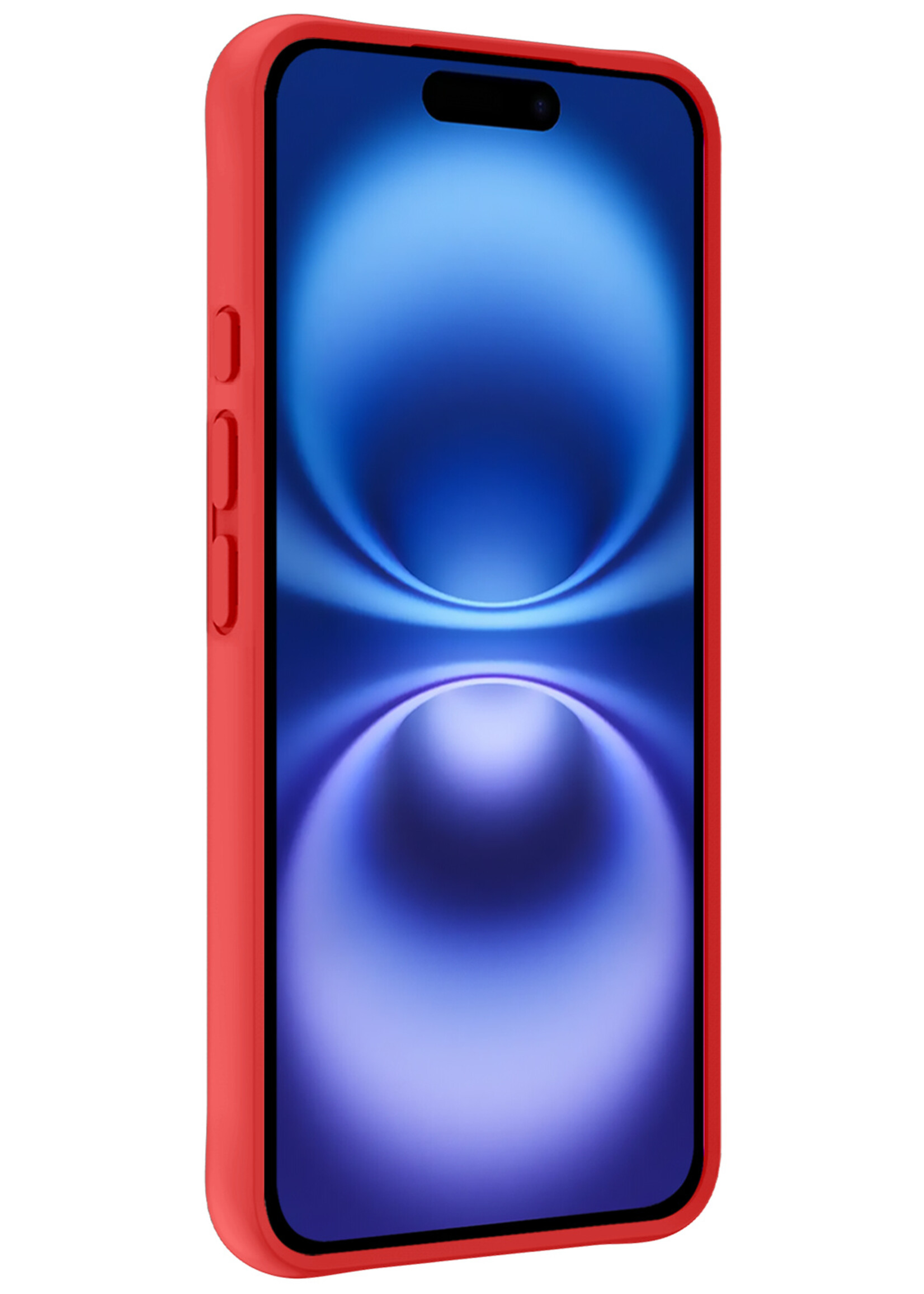 BTH Hoesje Geschikt voor iPhone 16 Plus Hoesje Siliconen Case Hoes Met Screenprotector - Hoes Geschikt voor iPhone 16 Plus Hoes Cover Case - Rood
