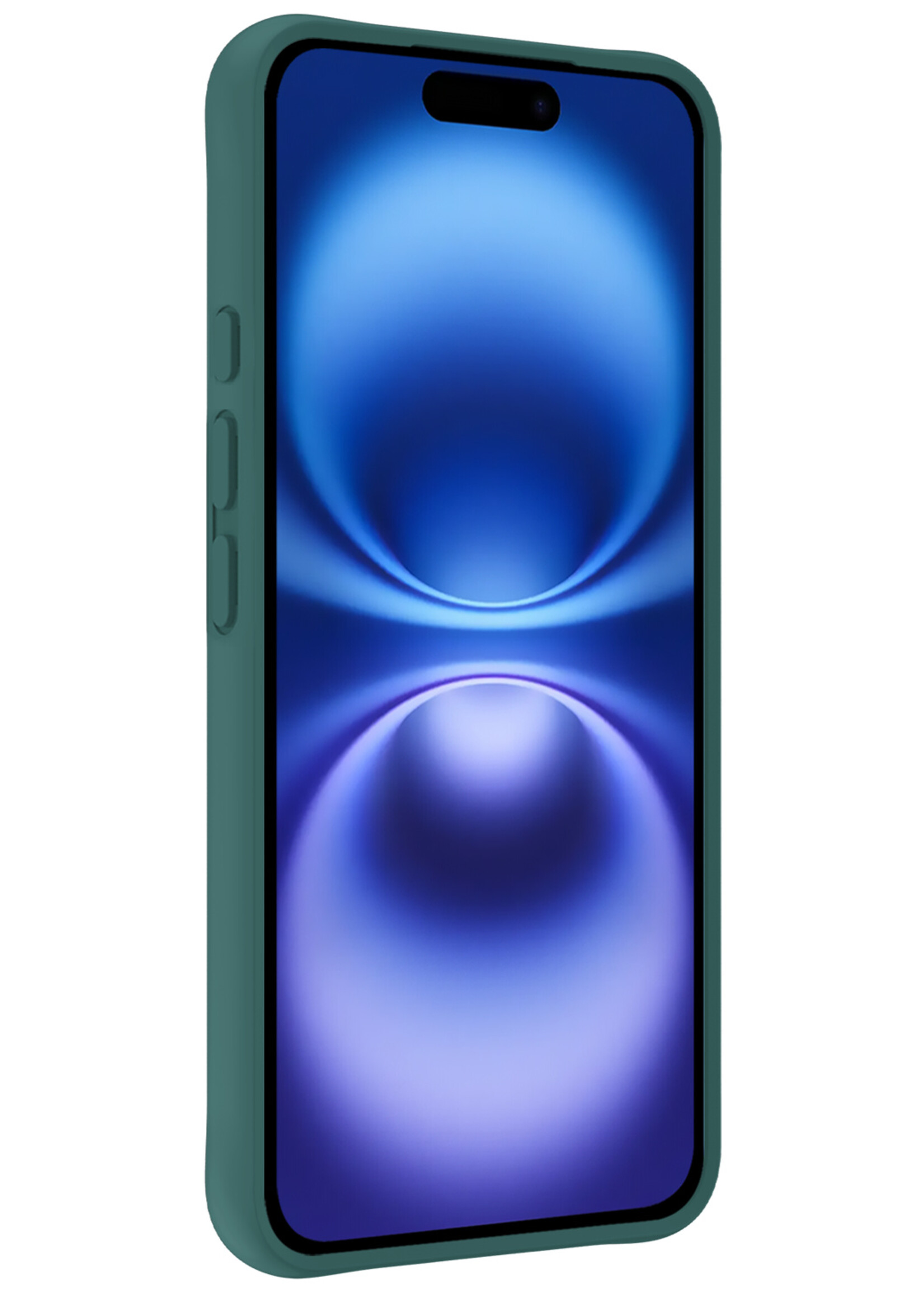 BTH Hoesje Geschikt voor iPhone 16 Plus Hoesje Siliconen Case Hoes Met 2x Screenprotector - Hoes Geschikt voor iPhone 16 Plus Hoes Cover Case - Donkergroen