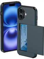 BTH BTH iPhone 16 Plus Hoesje Pashouder Hard - Donker Blauw