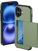 BTH BTH iPhone 16 Plus Hoesje Pashouder Hard - Donker Groen