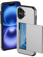 BTH BTH iPhone 16 Plus Hoesje Pashouder Hard - Grijs