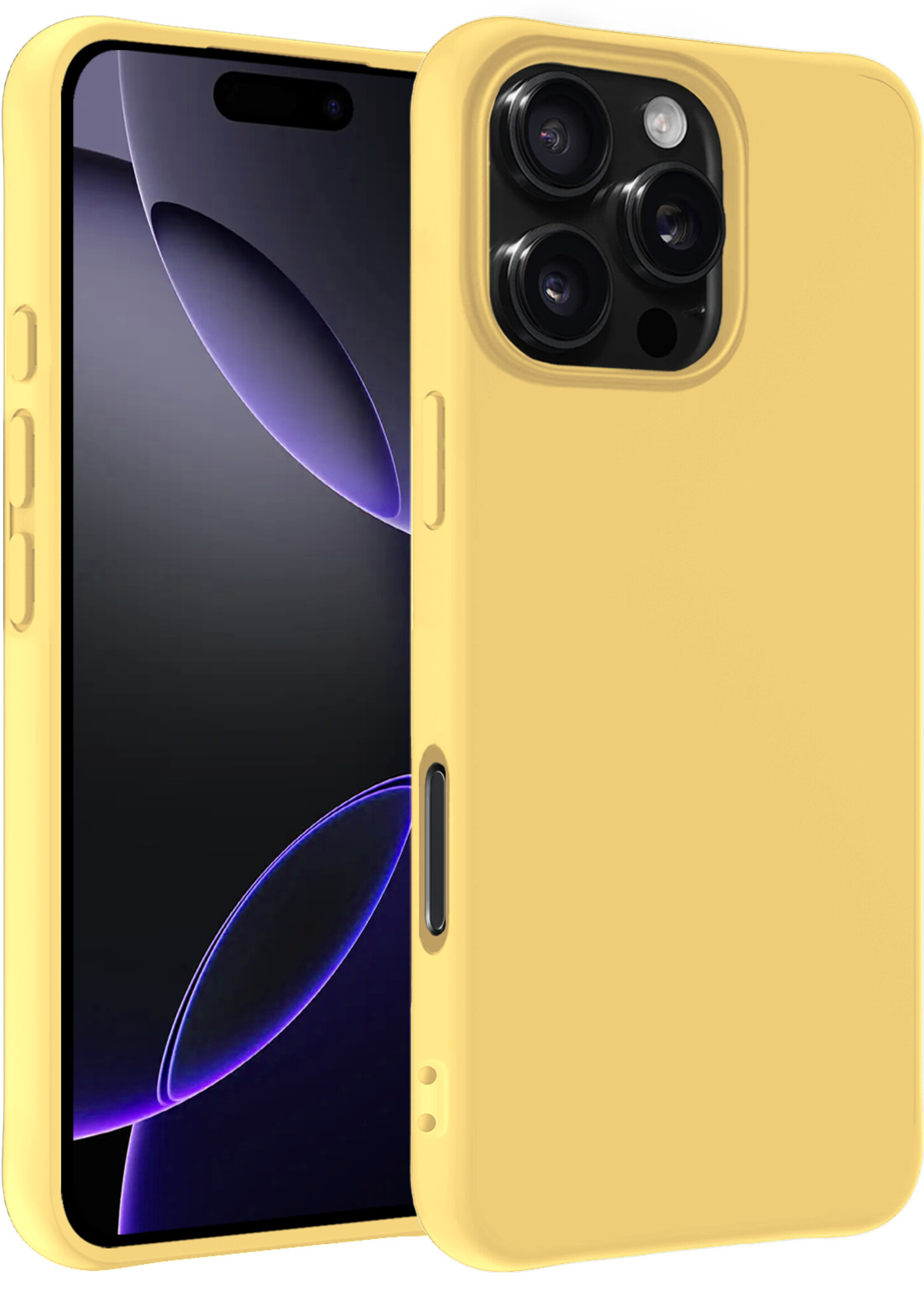 BTH Hoesje Geschikt voor iPhone 16 Pro Hoesje Siliconen Case Hoes - Hoes Geschikt voor iPhone 16 Pro Hoes Cover Case - Geel