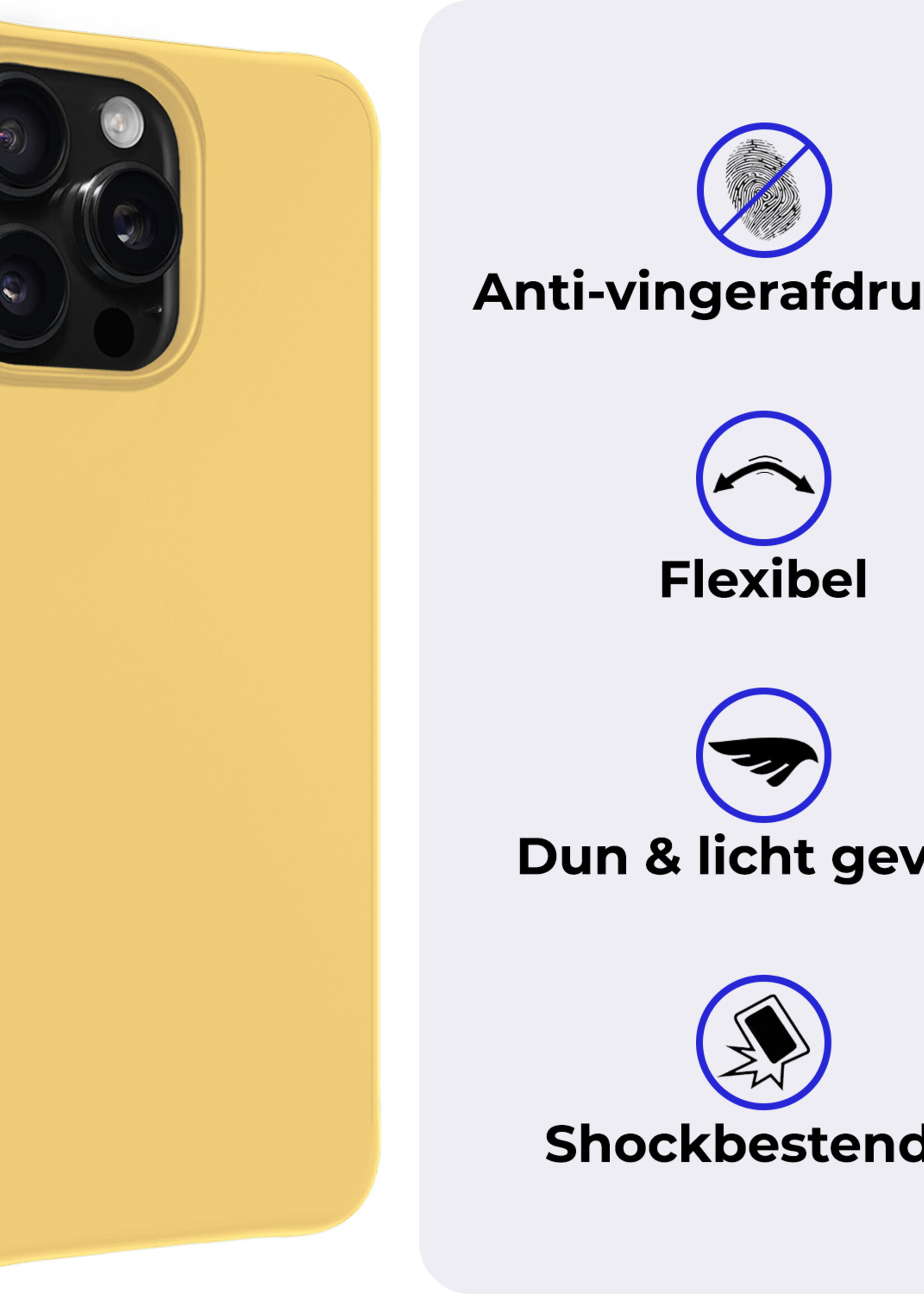 BTH Hoesje Geschikt voor iPhone 16 Pro Hoesje Siliconen Case Hoes - Hoes Geschikt voor iPhone 16 Pro Hoes Cover Case - Geel