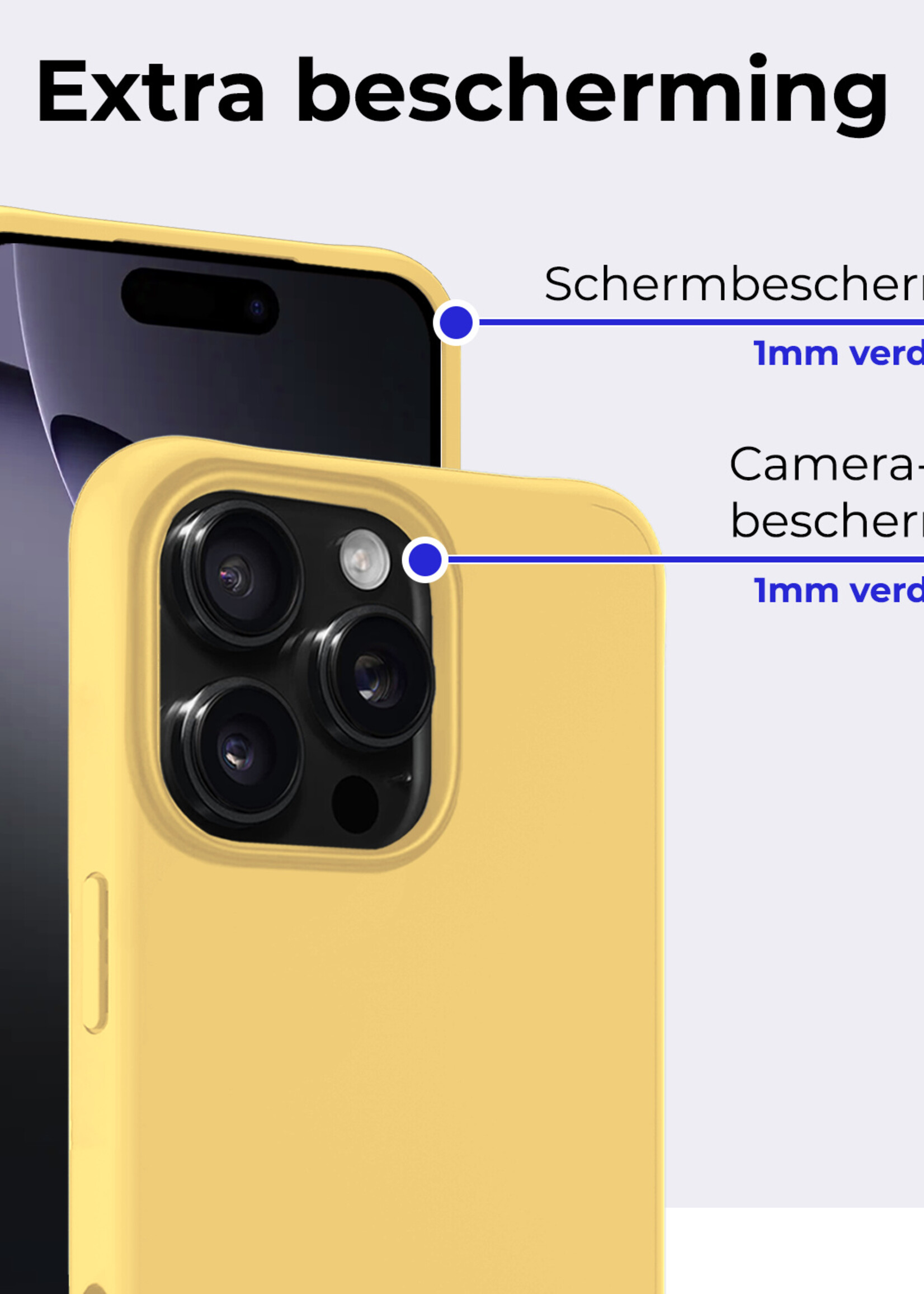 BTH Hoesje Geschikt voor iPhone 16 Pro Hoesje Siliconen Case Hoes - Hoes Geschikt voor iPhone 16 Pro Hoes Cover Case - Geel