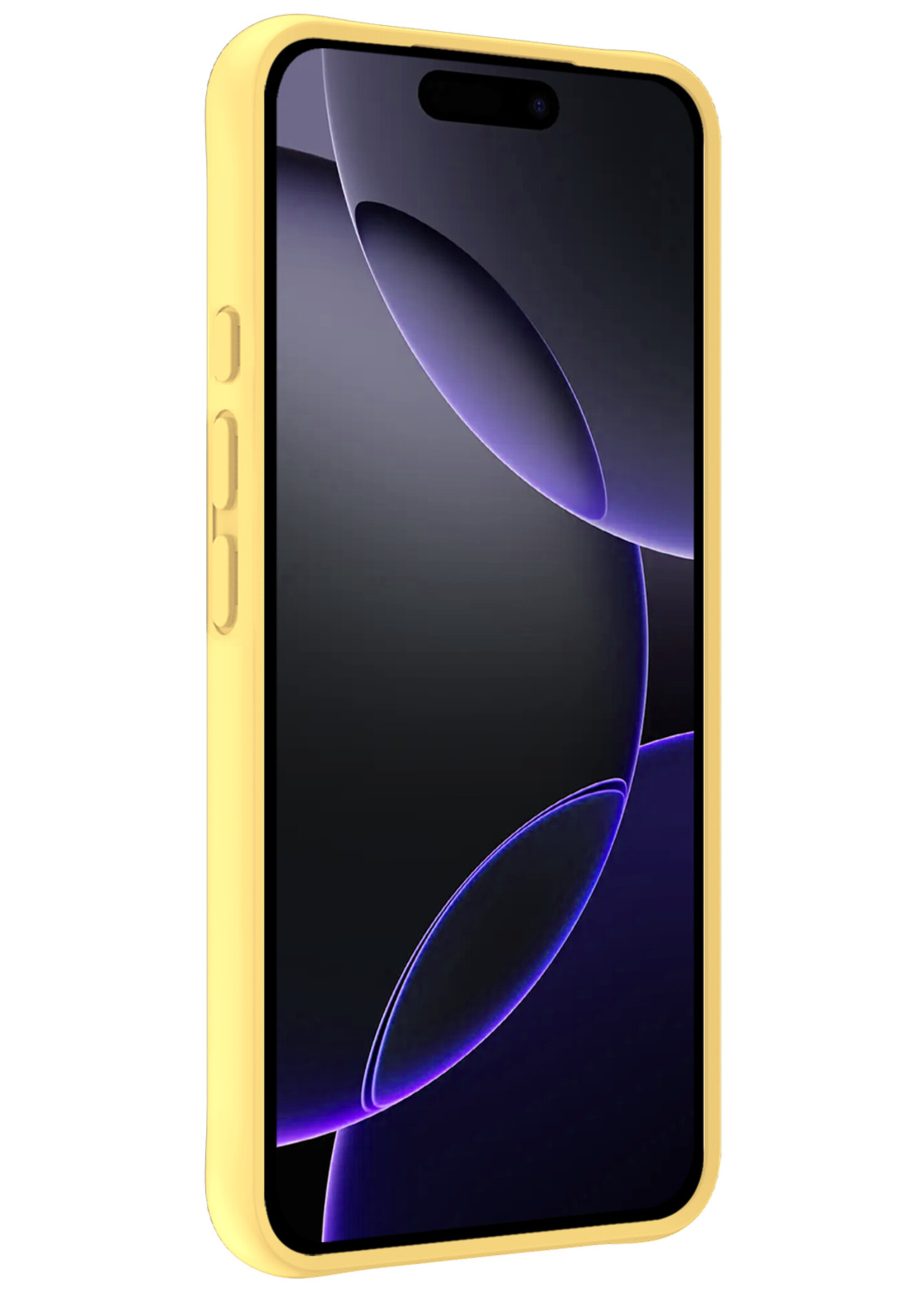 BTH Hoesje Geschikt voor iPhone 16 Pro Hoesje Siliconen Case Hoes - Hoes Geschikt voor iPhone 16 Pro Hoes Cover Case - Geel