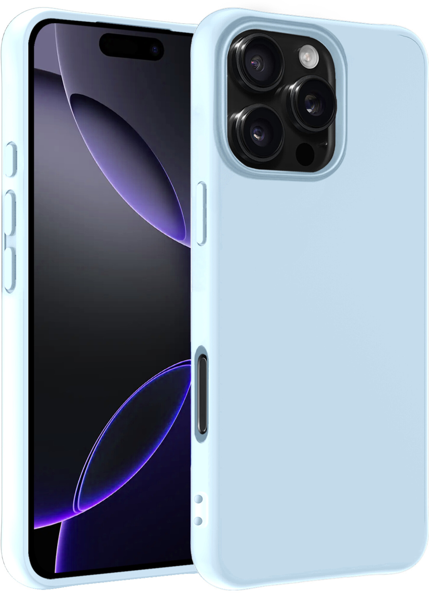 BTH Hoesje Geschikt voor iPhone 16 Pro Hoesje Siliconen Case Hoes - Hoes Geschikt voor iPhone 16 Pro Hoes Cover Case - Lichtblauw