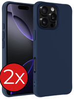 BTH BTH iPhone 16 Pro Hoesje Siliconen - Donkerblauw - 2 PACK