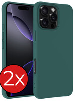 BTH BTH iPhone 16 Pro Hoesje Siliconen - Donkergroen - 2 PACK