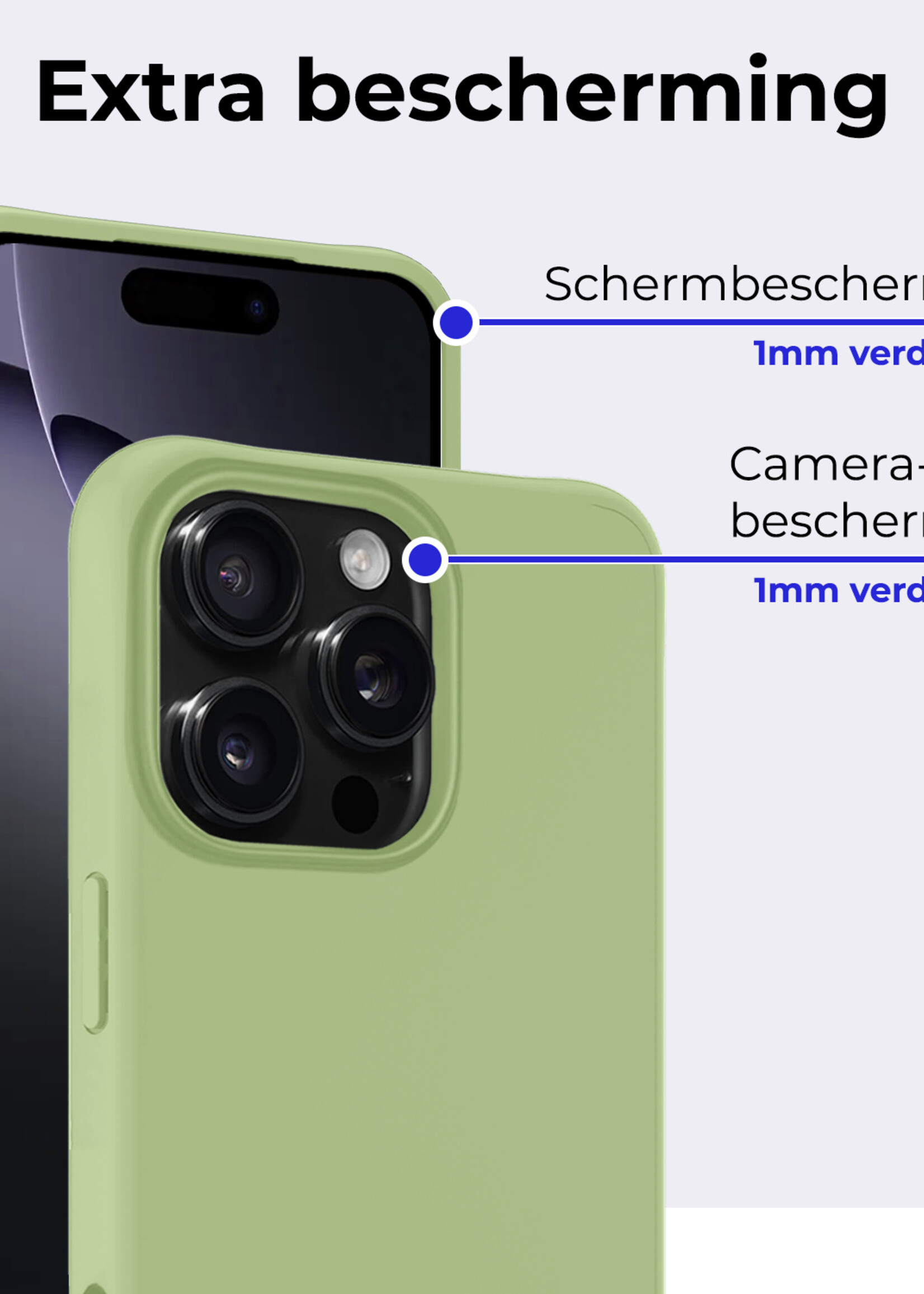 BTH Hoesje Geschikt voor iPhone 16 Pro Hoesje Siliconen Case Hoes - Hoes Geschikt voor iPhone 16 Pro Hoes Cover Case - Groen - 2 PACK