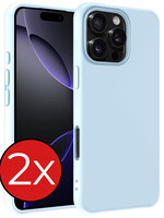 BTH BTH iPhone 16 Pro Hoesje Siliconen - Lichtblauw - 2 PACK