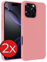 BTH BTH iPhone 16 Pro Hoesje Siliconen - Lichtroze - 2 PACK
