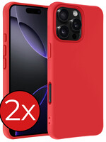 BTH BTH iPhone 16 Pro Hoesje Siliconen - Rood - 2 PACK