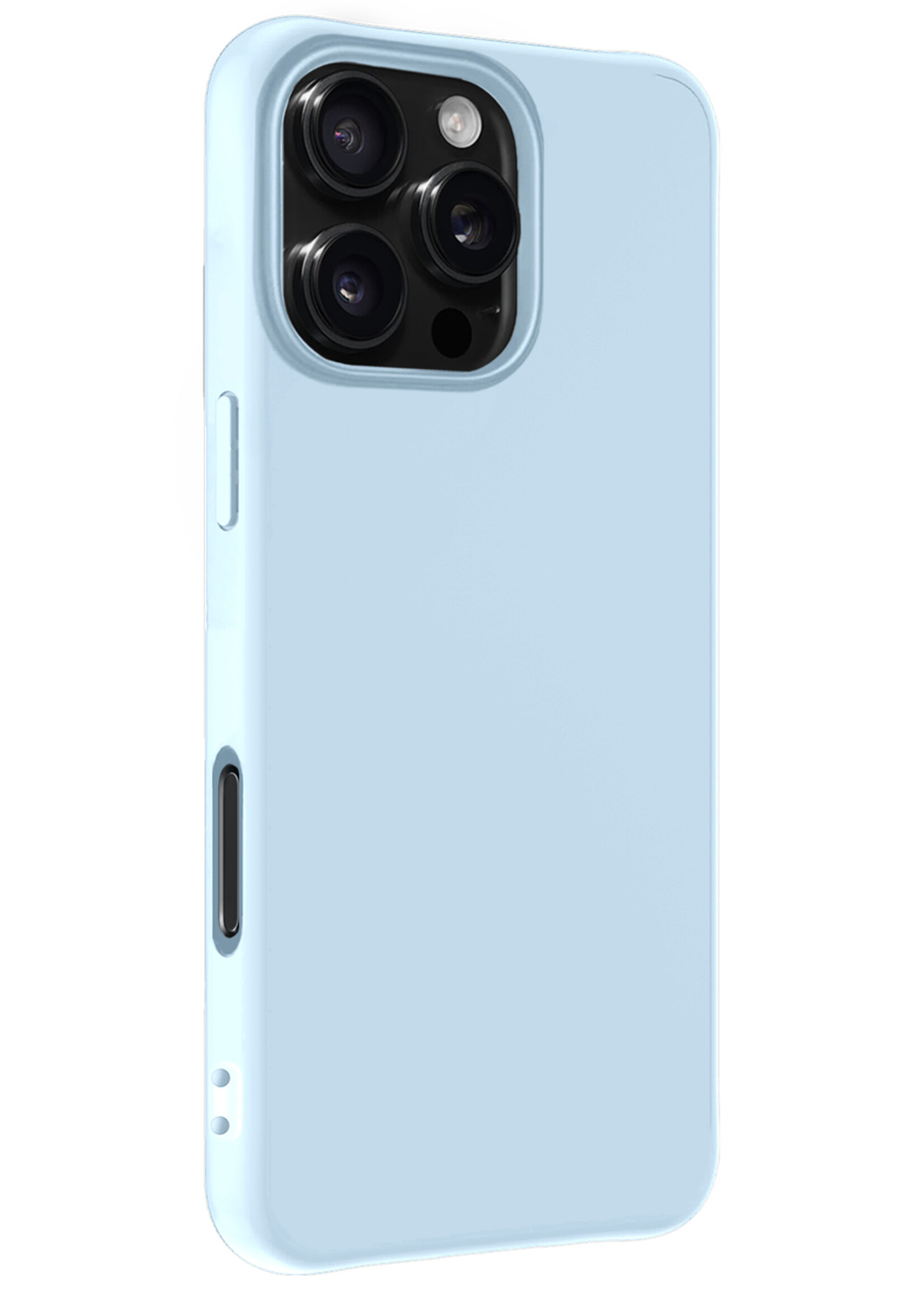 BTH Hoesje Geschikt voor iPhone 16 Pro Hoesje Siliconen Case Hoes Met Screenprotector - Hoes Geschikt voor iPhone 16 Pro Hoes Cover Case - Lichtblauw
