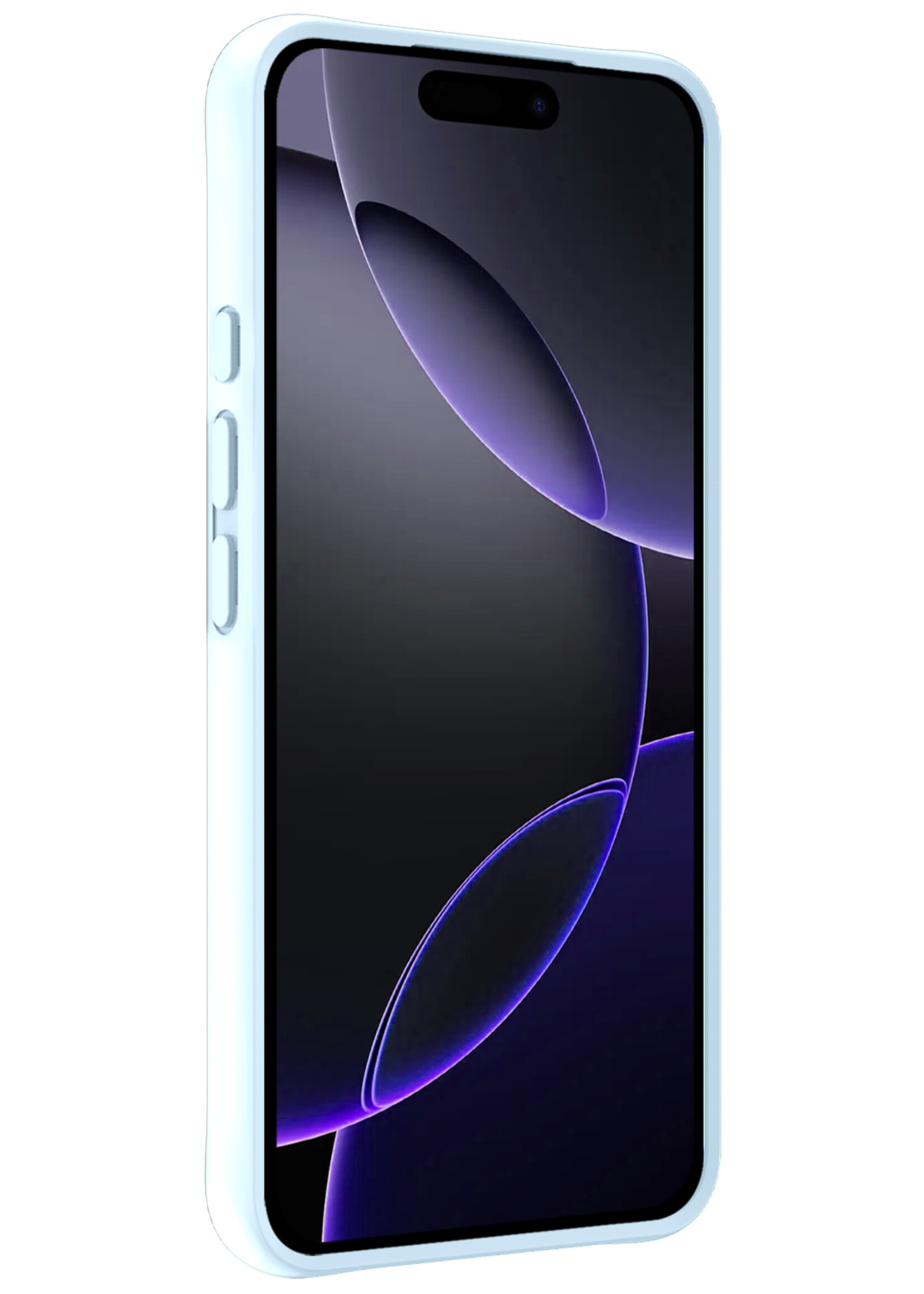 BTH Hoesje Geschikt voor iPhone 16 Pro Hoesje Siliconen Case Hoes Met Screenprotector - Hoes Geschikt voor iPhone 16 Pro Hoes Cover Case - Lichtblauw