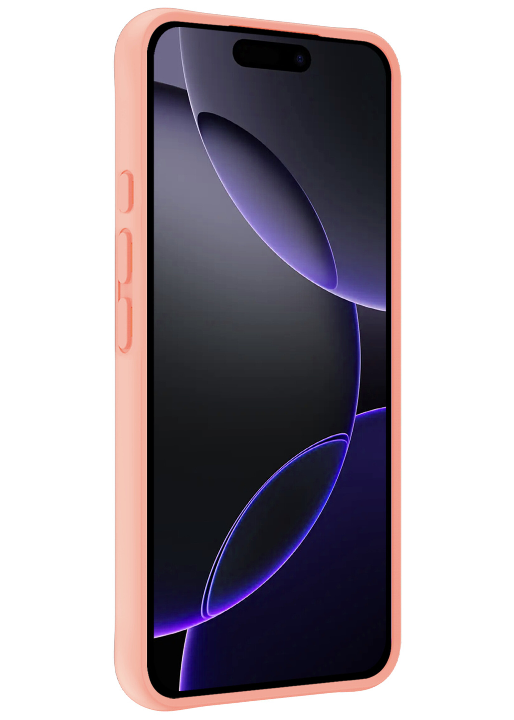 BTH Hoesje Geschikt voor iPhone 16 Pro Hoesje Siliconen Case Hoes Met Screenprotector - Hoes Geschikt voor iPhone 16 Pro Hoes Cover Case - Perzik