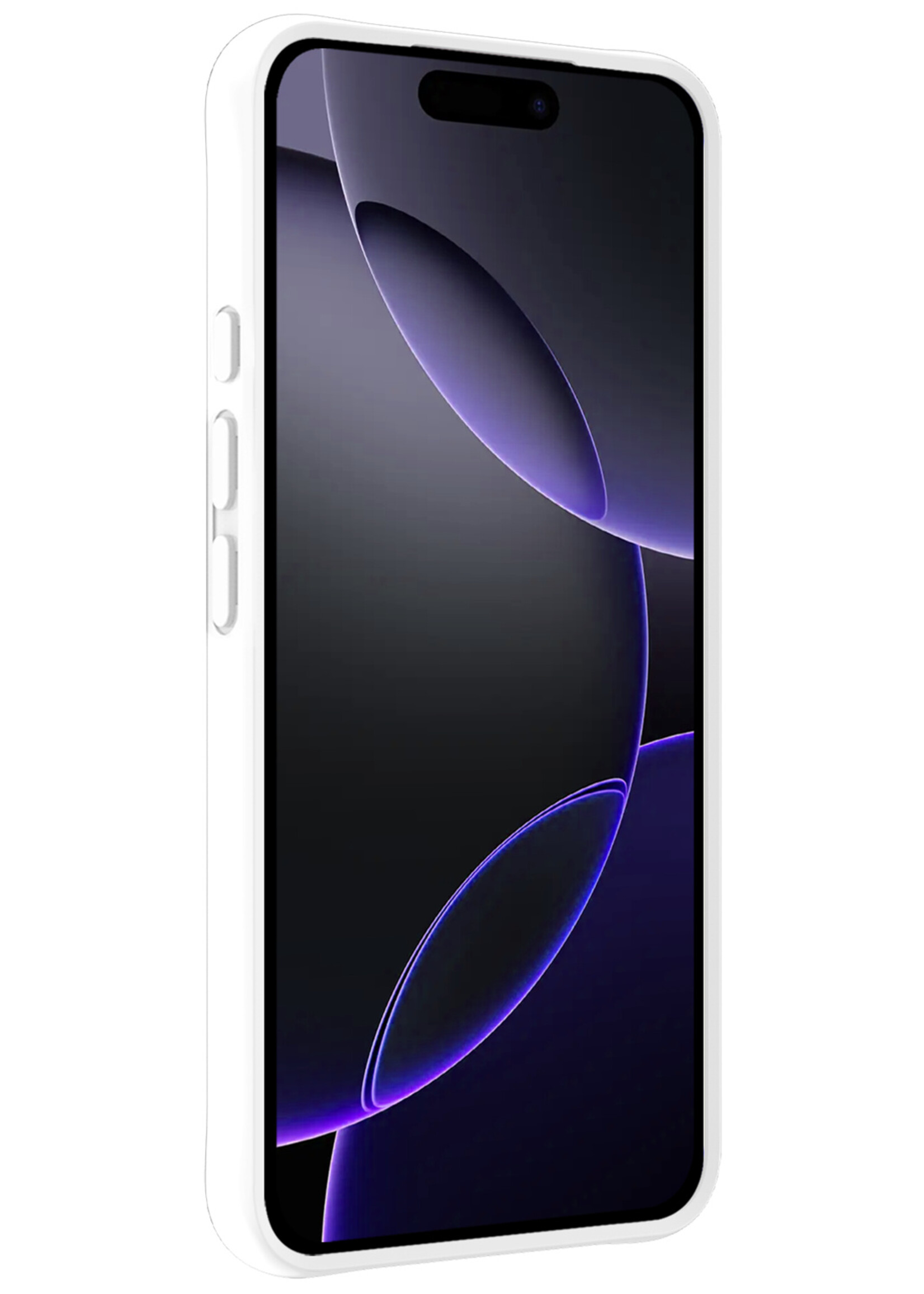 BTH Hoesje Geschikt voor iPhone 16 Pro Hoesje Siliconen Case Hoes Met Screenprotector - Hoes Geschikt voor iPhone 16 Pro Hoes Cover Case - Wit