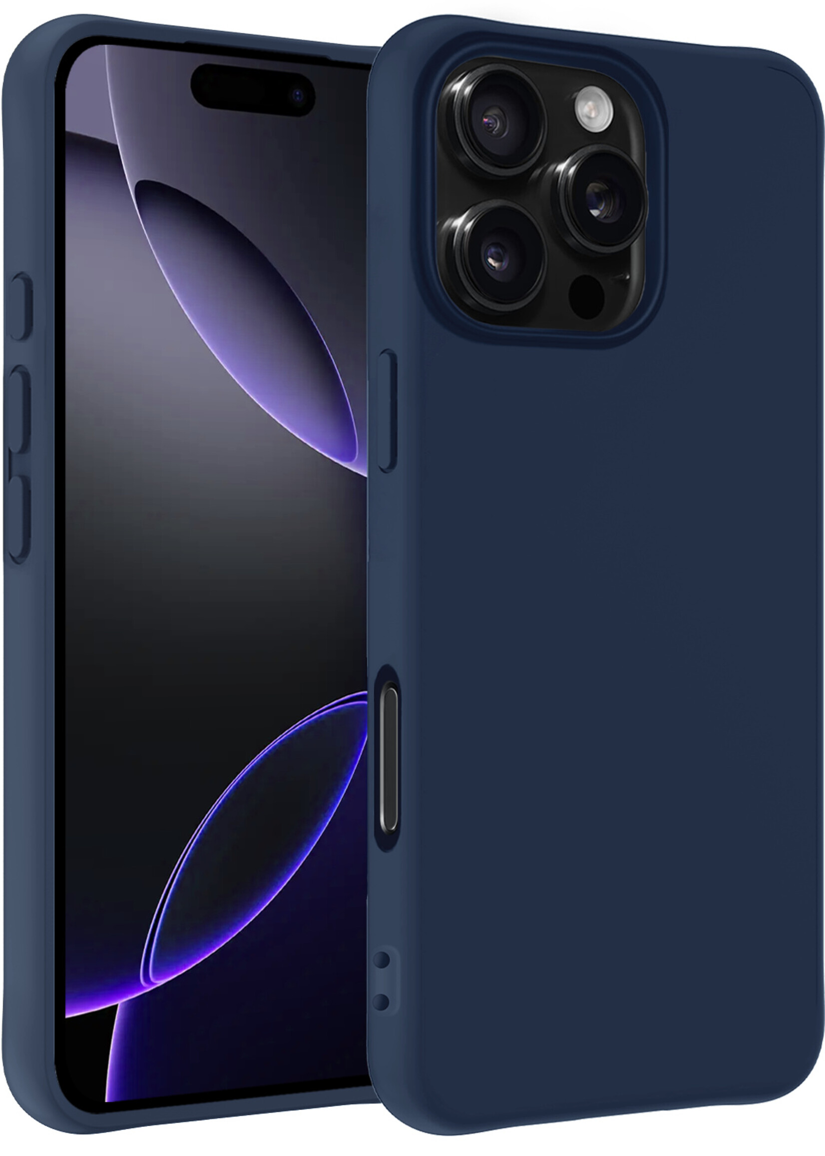 BTH Hoesje Geschikt voor iPhone 16 Pro Max Hoesje Siliconen Case Hoes - Hoes Geschikt voor iPhone 16 Pro Max Hoes Cover Case - Donkerblauw