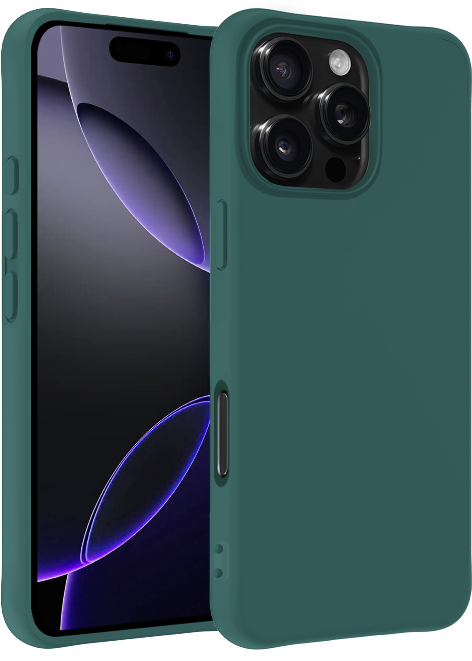 BTH Hoesje Geschikt voor iPhone 16 Pro Max Hoesje Siliconen Case Hoes - Hoes Geschikt voor iPhone 16 Pro Max Hoes Cover Case - Donkergroen
