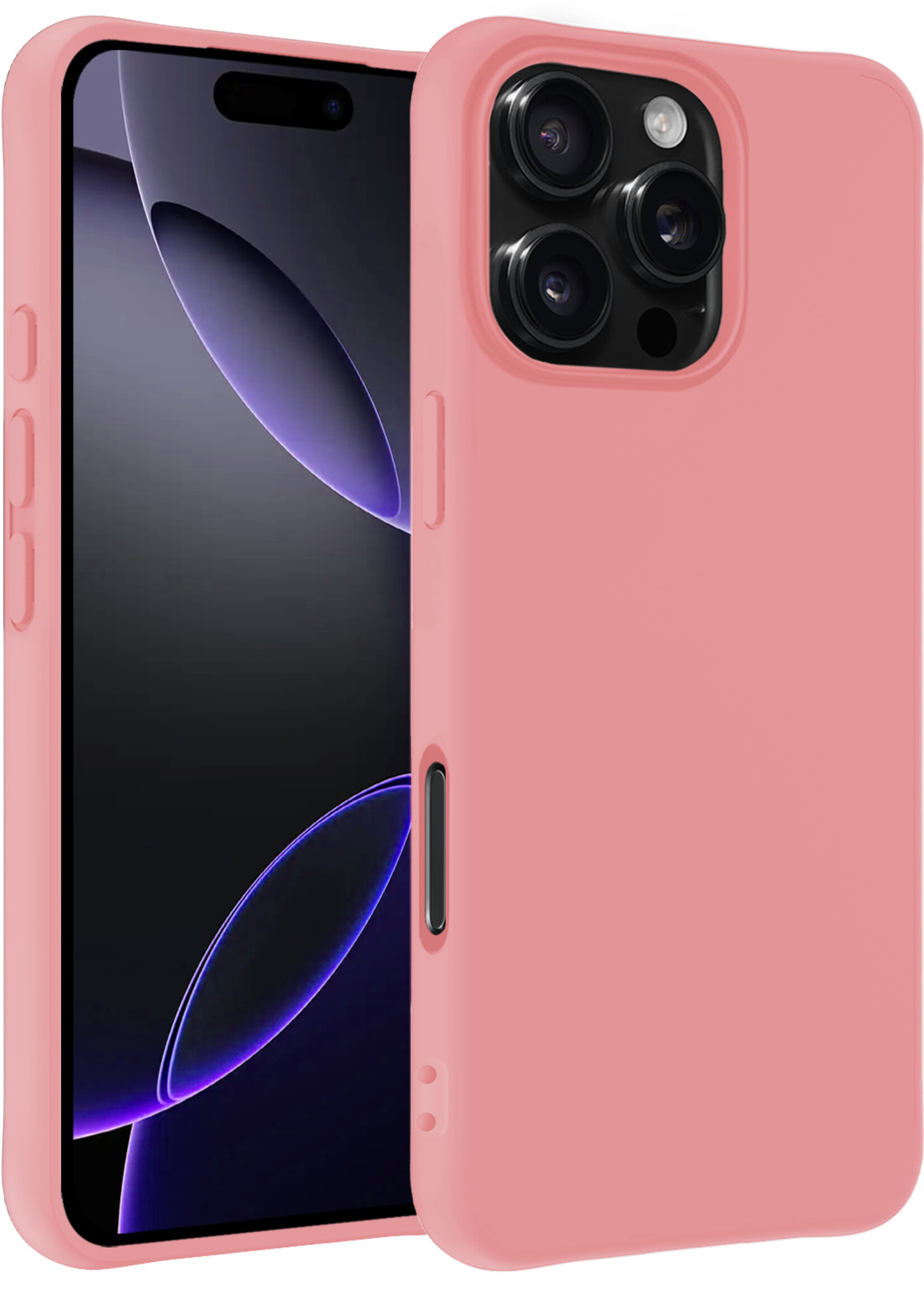 BTH Hoesje Geschikt voor iPhone 16 Pro Max Hoesje Siliconen Case Hoes - Hoes Geschikt voor iPhone 16 Pro Max Hoes Cover Case - Lichtroze