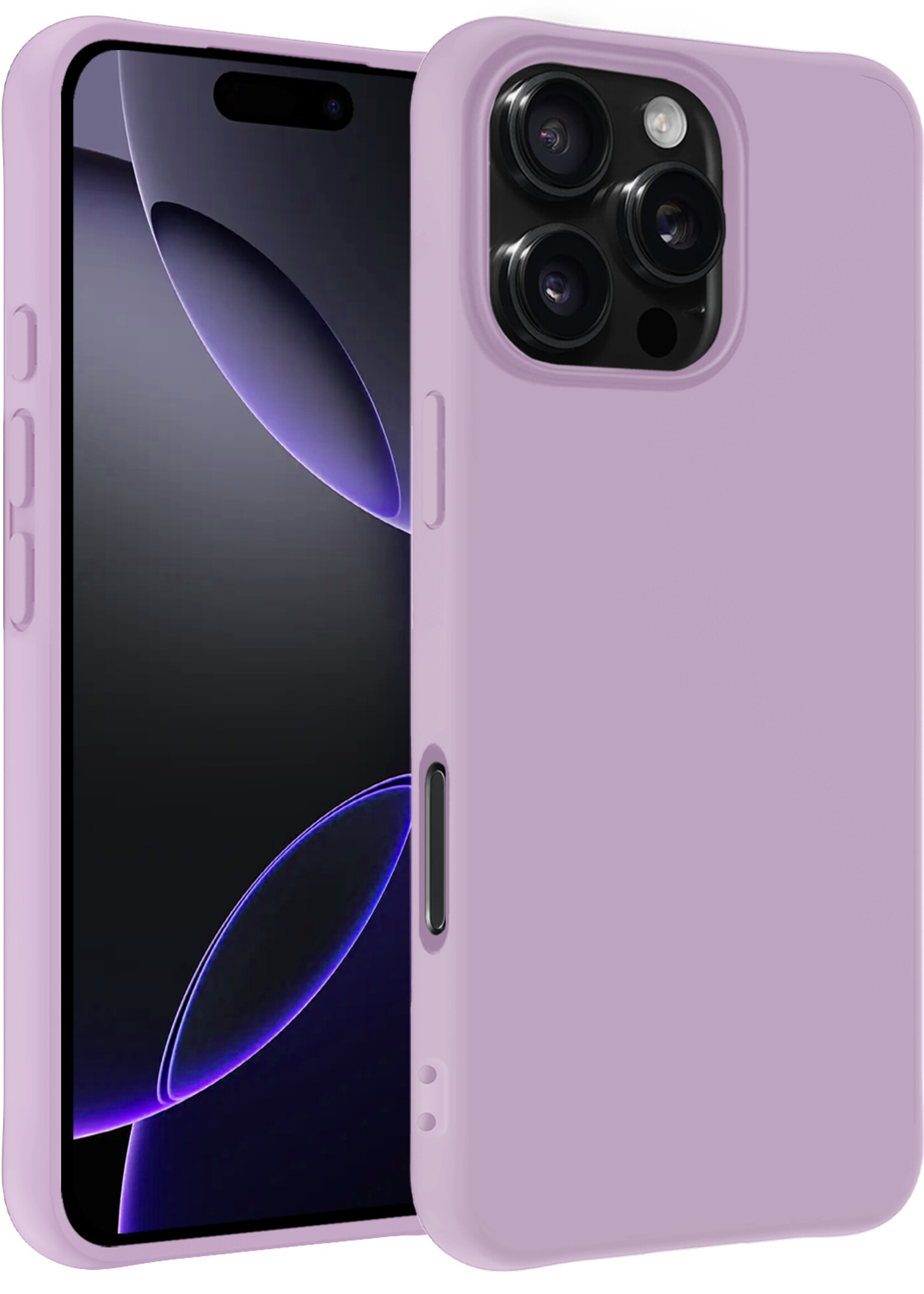BTH Hoesje Geschikt voor iPhone 16 Pro Max Hoesje Siliconen Case Hoes - Hoes Geschikt voor iPhone 16 Pro Max Hoes Cover Case - Lila