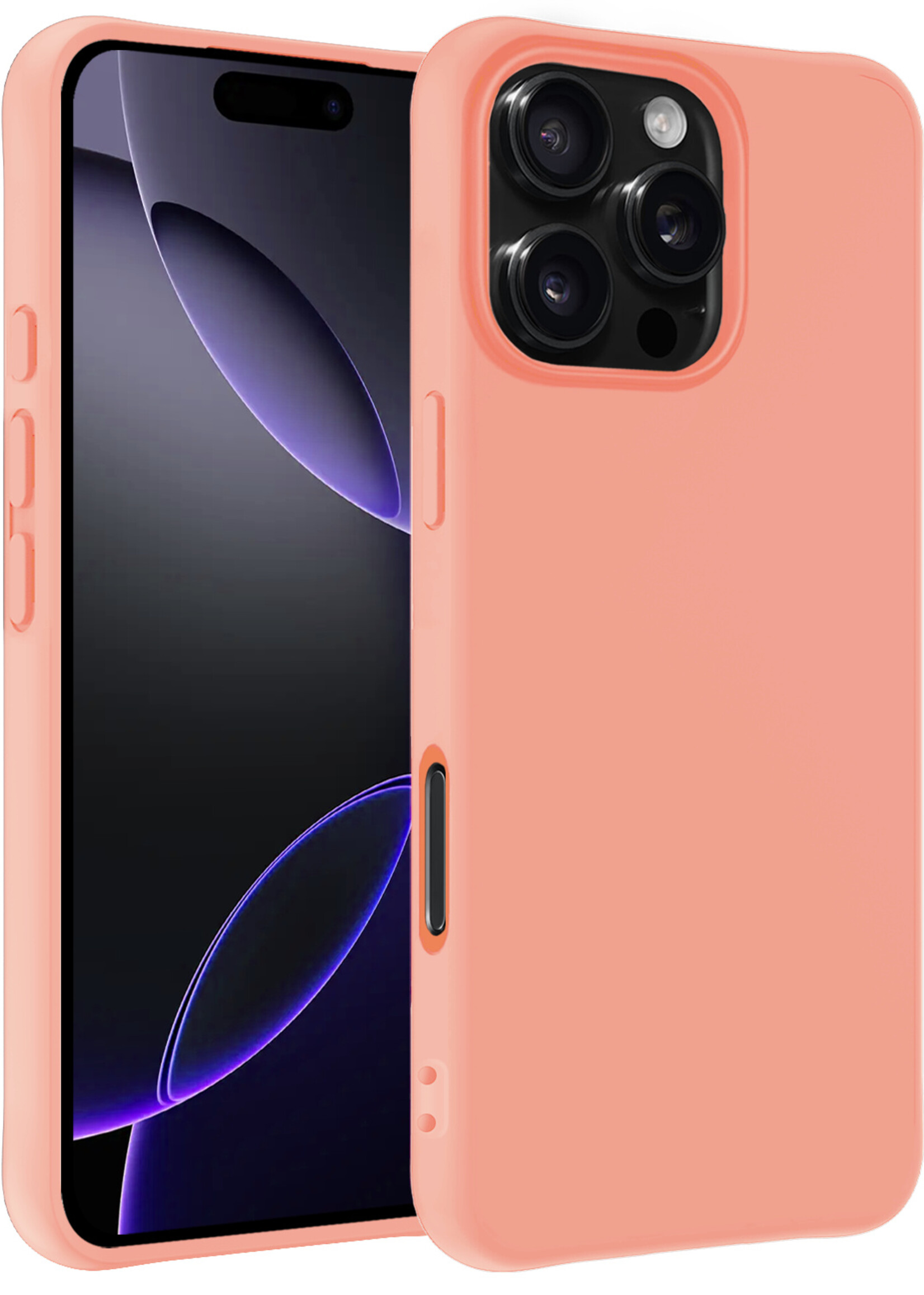 BTH Hoesje Geschikt voor iPhone 16 Pro Max Hoesje Siliconen Case Hoes - Hoes Geschikt voor iPhone 16 Pro Max Hoes Cover Case - Perzik