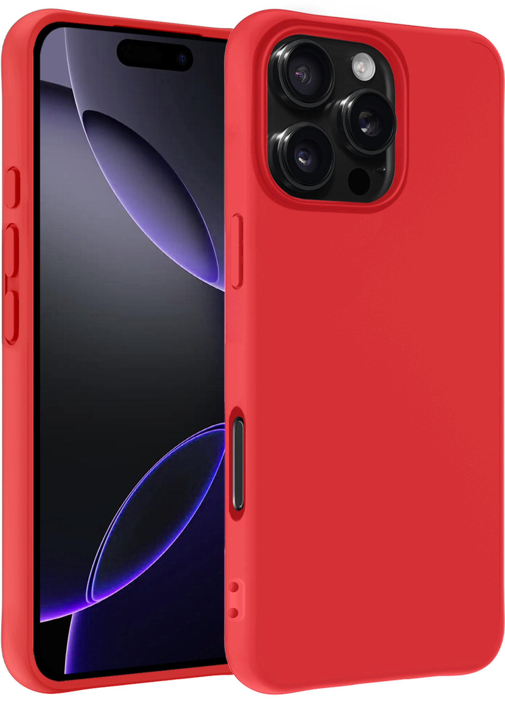 BTH Hoesje Geschikt voor iPhone 16 Pro Max Hoesje Siliconen Case Hoes - Hoes Geschikt voor iPhone 16 Pro Max Hoes Cover Case - Rood