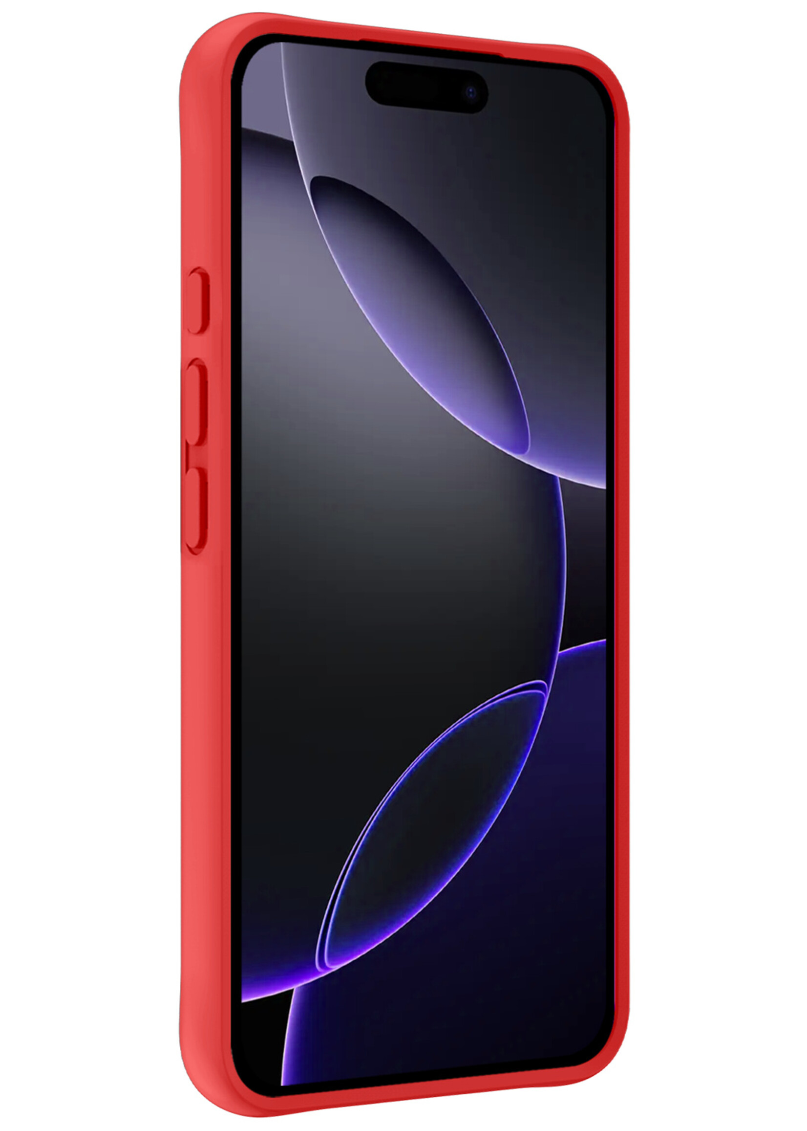 BTH Hoesje Geschikt voor iPhone 16 Pro Max Hoesje Siliconen Case Hoes - Hoes Geschikt voor iPhone 16 Pro Max Hoes Cover Case - Rood