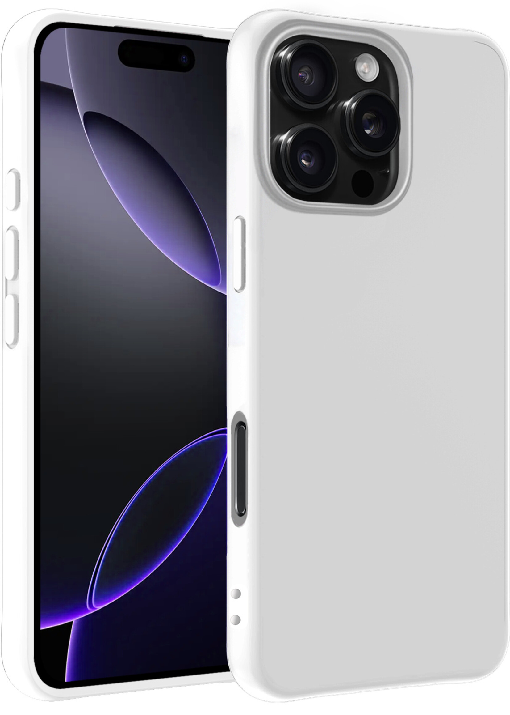 BTH Hoesje Geschikt voor iPhone 16 Pro Max Hoesje Siliconen Case Hoes - Hoes Geschikt voor iPhone 16 Pro Max Hoes Cover Case - Wit