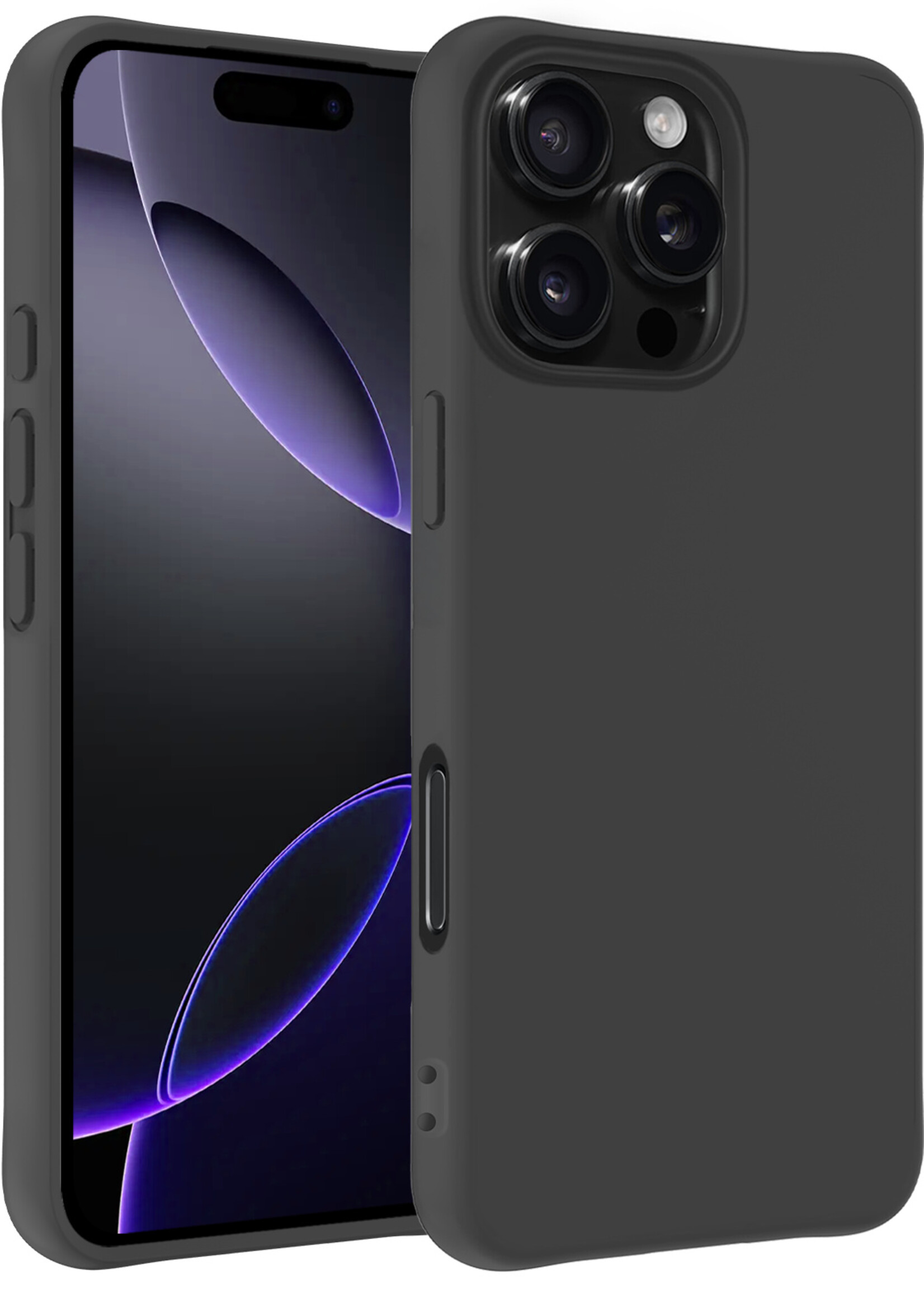 BTH Hoesje Geschikt voor iPhone 16 Pro Max Hoesje Siliconen Case Hoes - Hoes Geschikt voor iPhone 16 Pro Max Hoes Cover Case - Zwart